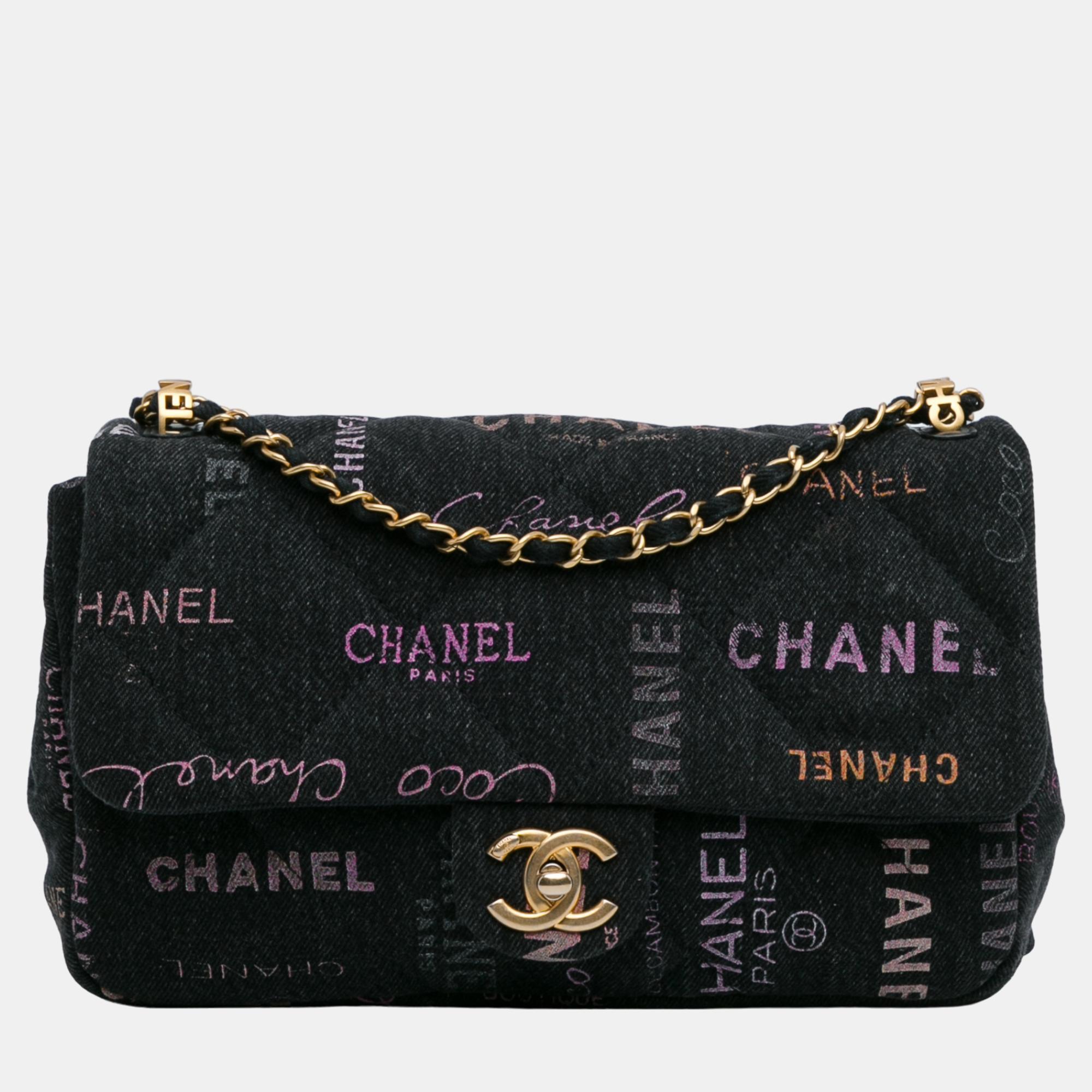 

Chanel Grey Medium Quilted Denim Mood Flap