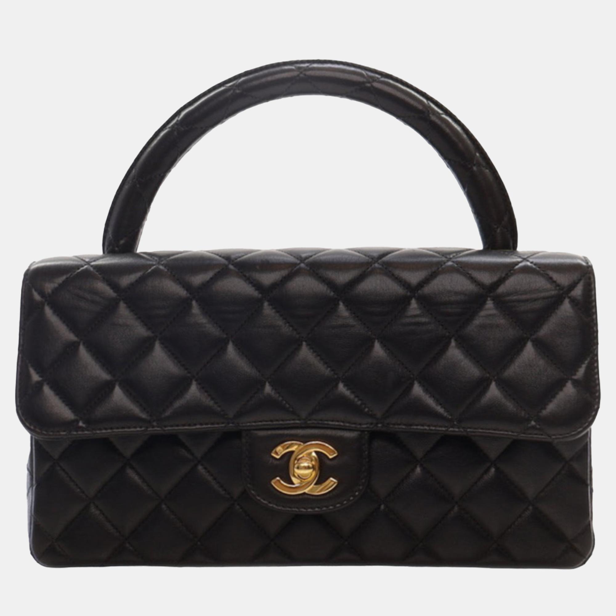 

Chanel Black Medium Lambskin Kelly Parent Top Handle Bag