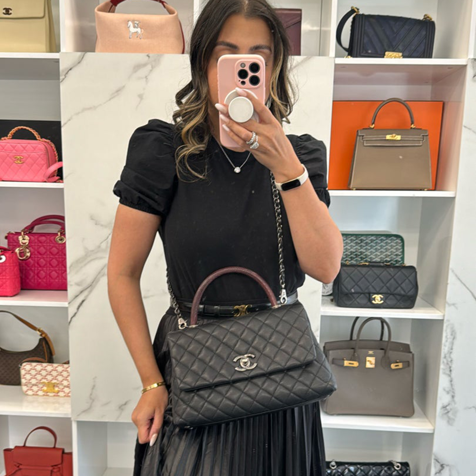 

Chanel Black Caviar Leather Handle Bag