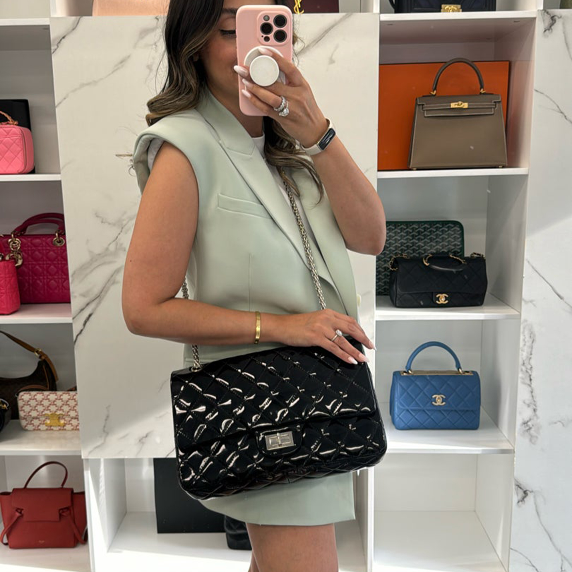 

Chanel Black Patent Leather Reissue Bag