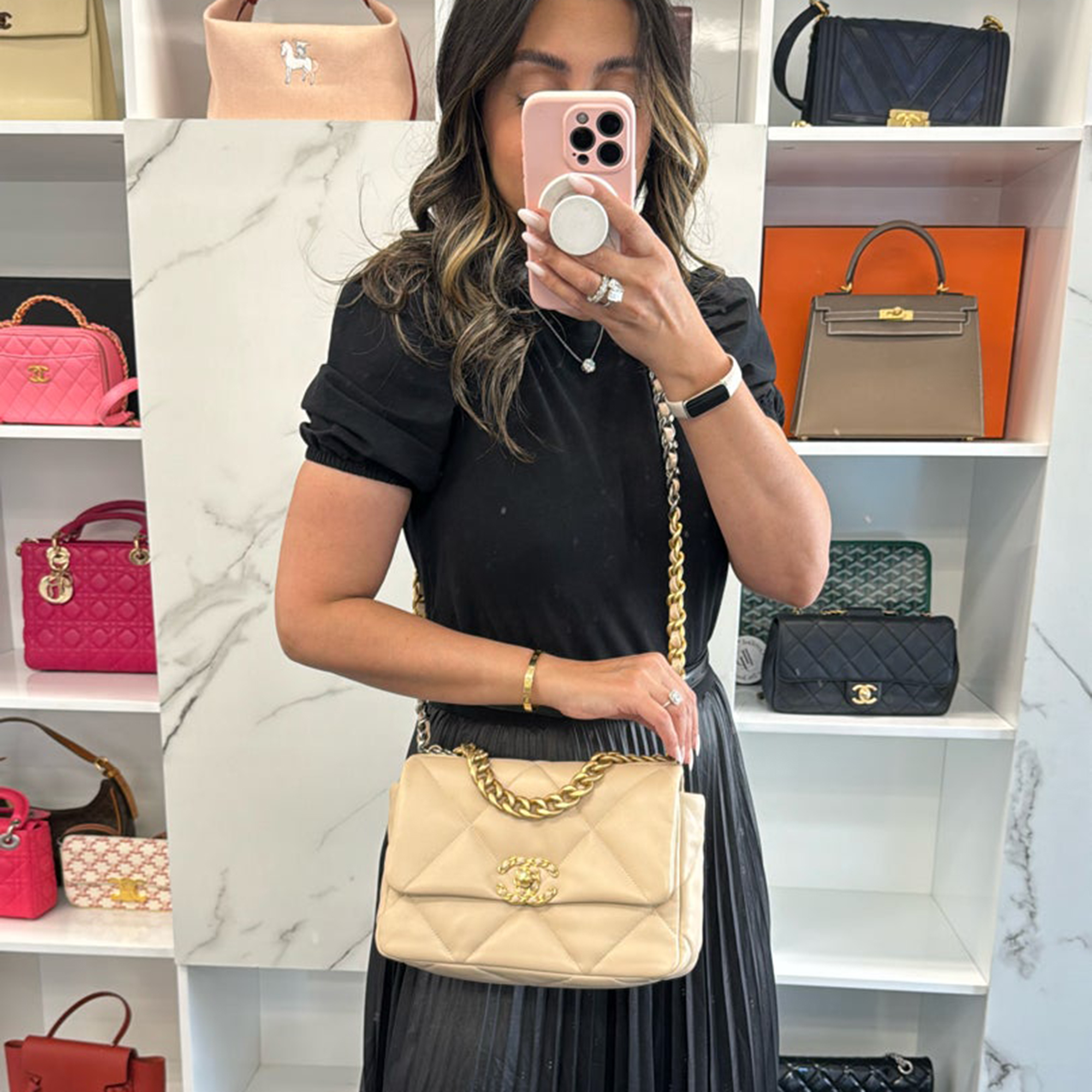 

Chanel Beige Calfskin Small 19 bag