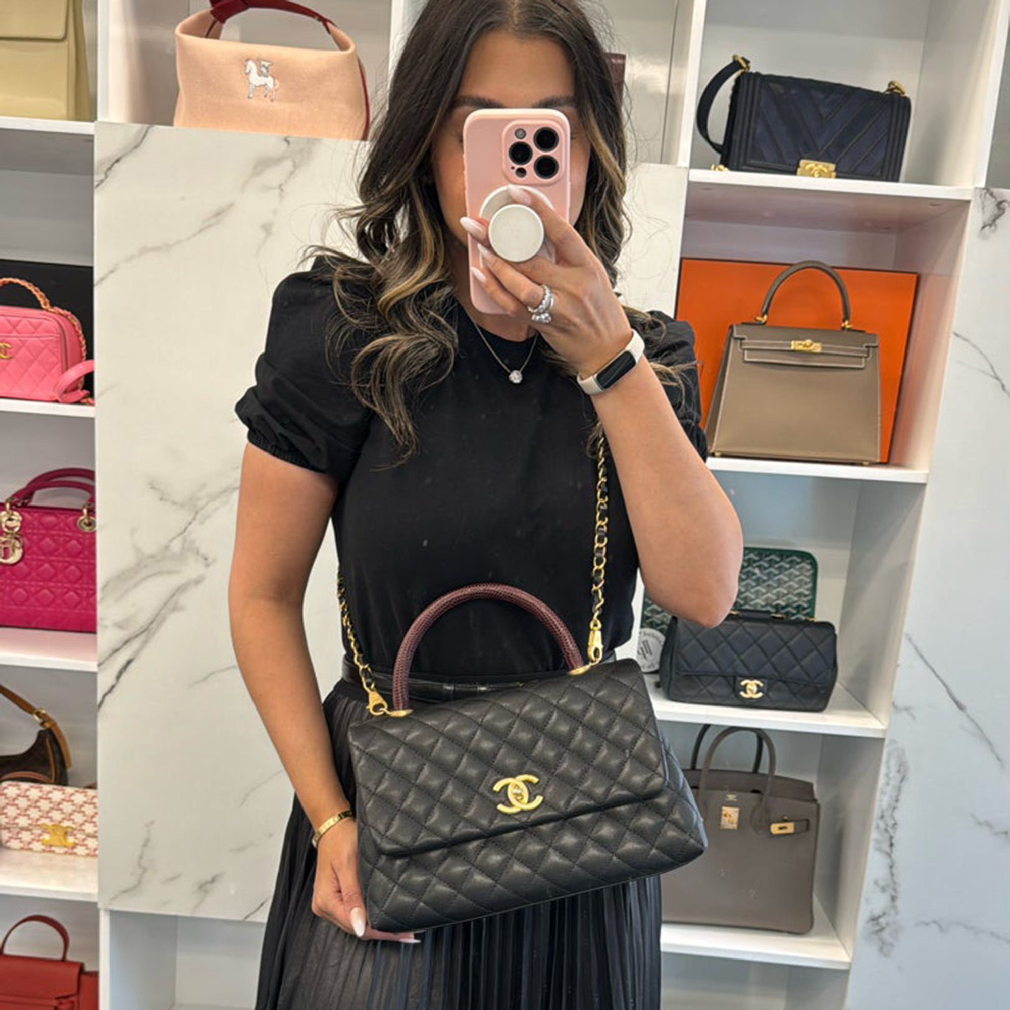 

Chanel Black Caviar Leather Large Coco Handle bag