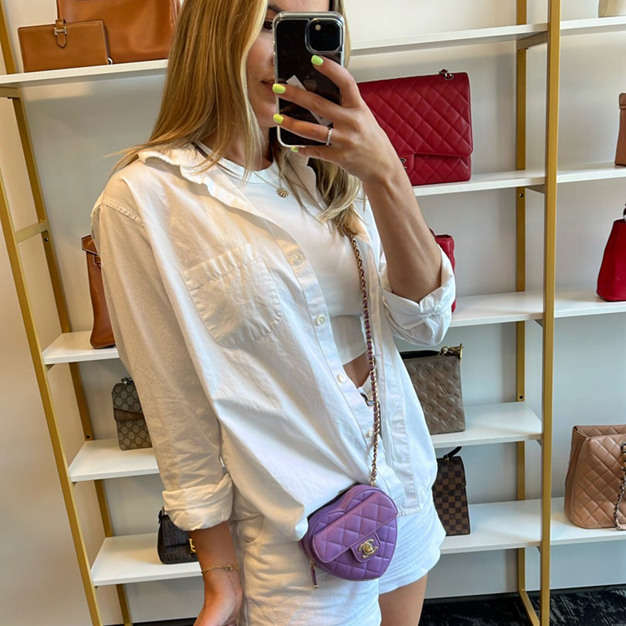 

Chanel purple lambskin mini Heart bag