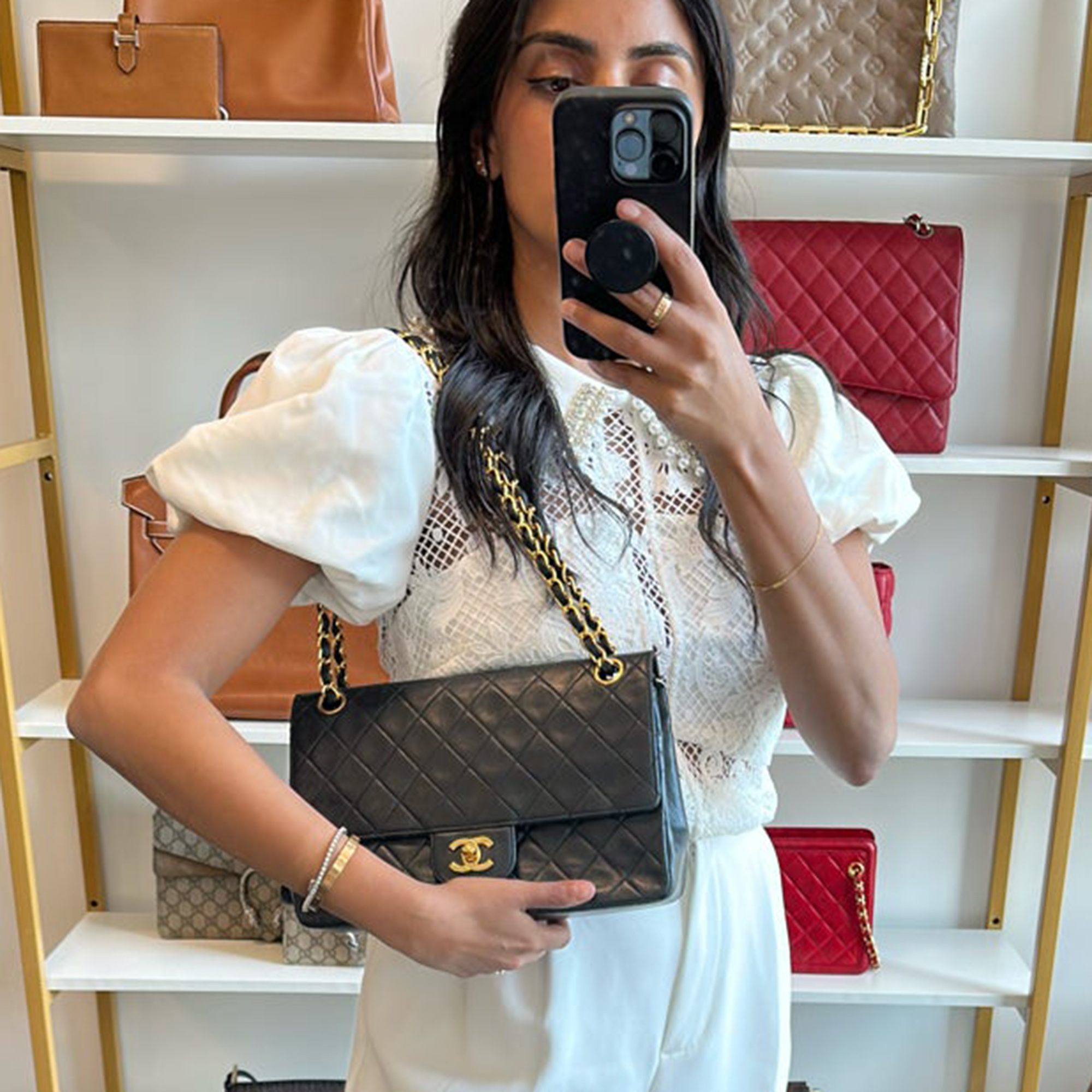 

Chanel Black Lambskin Leather Double Flap bag