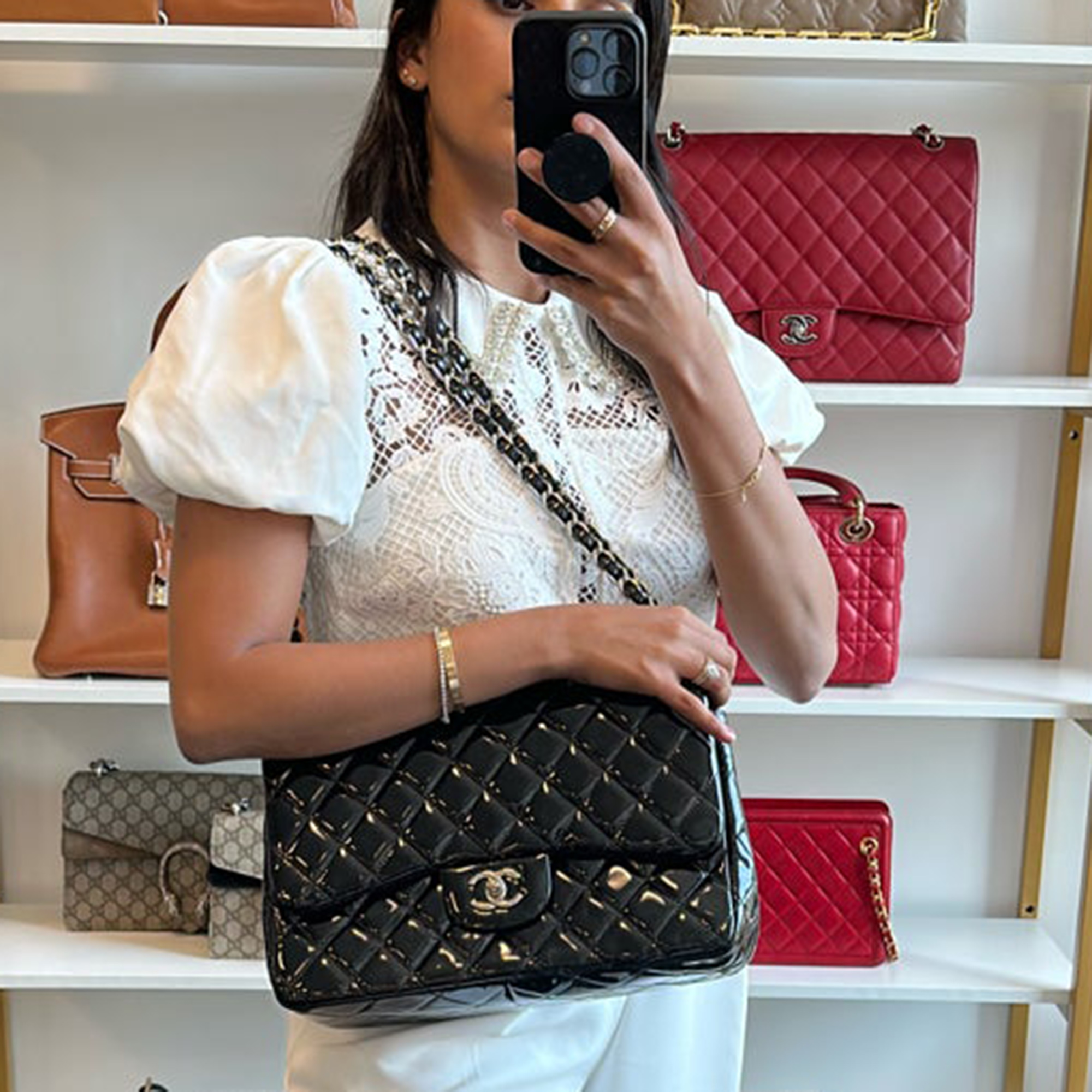 

Chanel Black Patent Leather Flap Bag
