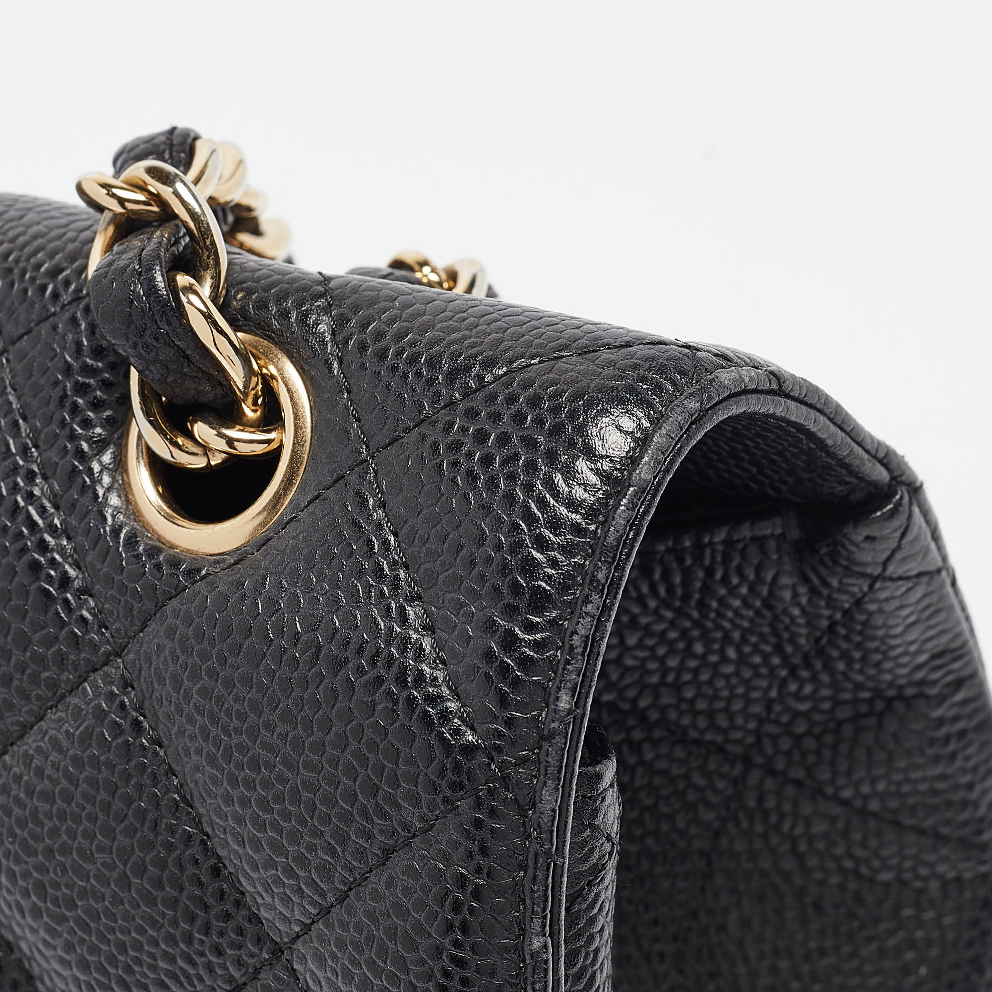 Chanel Black Quilted Caviar Leather Maxi Classic Single Flap Bag 