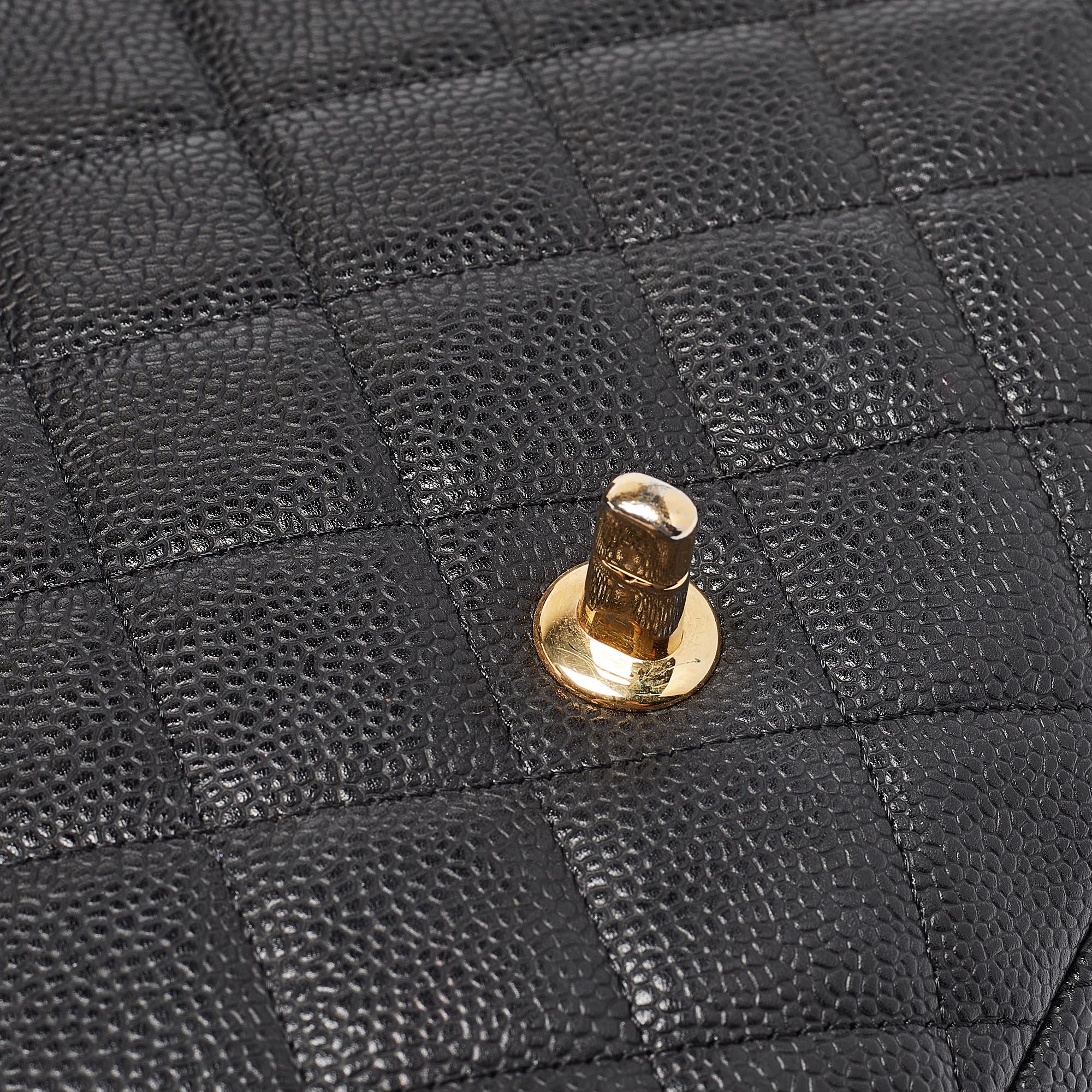 Chanel Black Quilted Caviar Leather Maxi Classic Single Flap Bag 