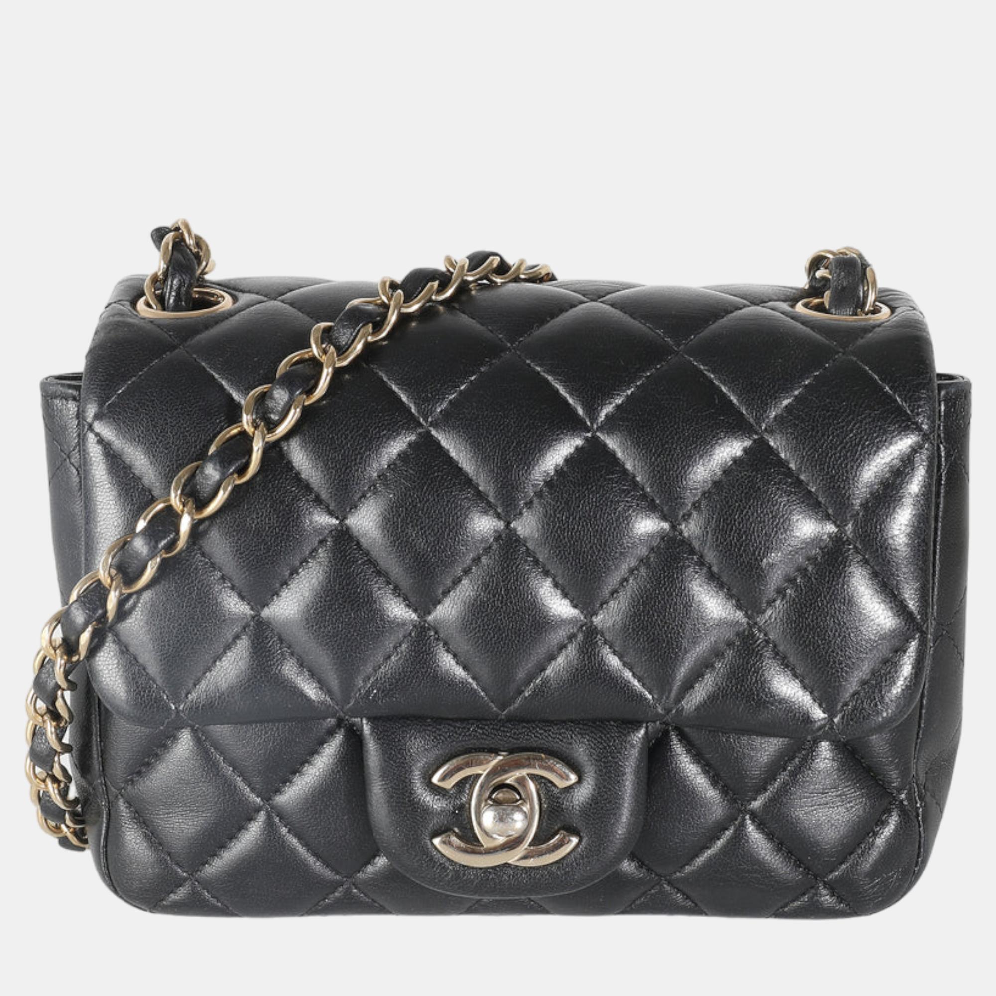 

Chanel Black Quilted Lambskin Mini Square Flap Bag