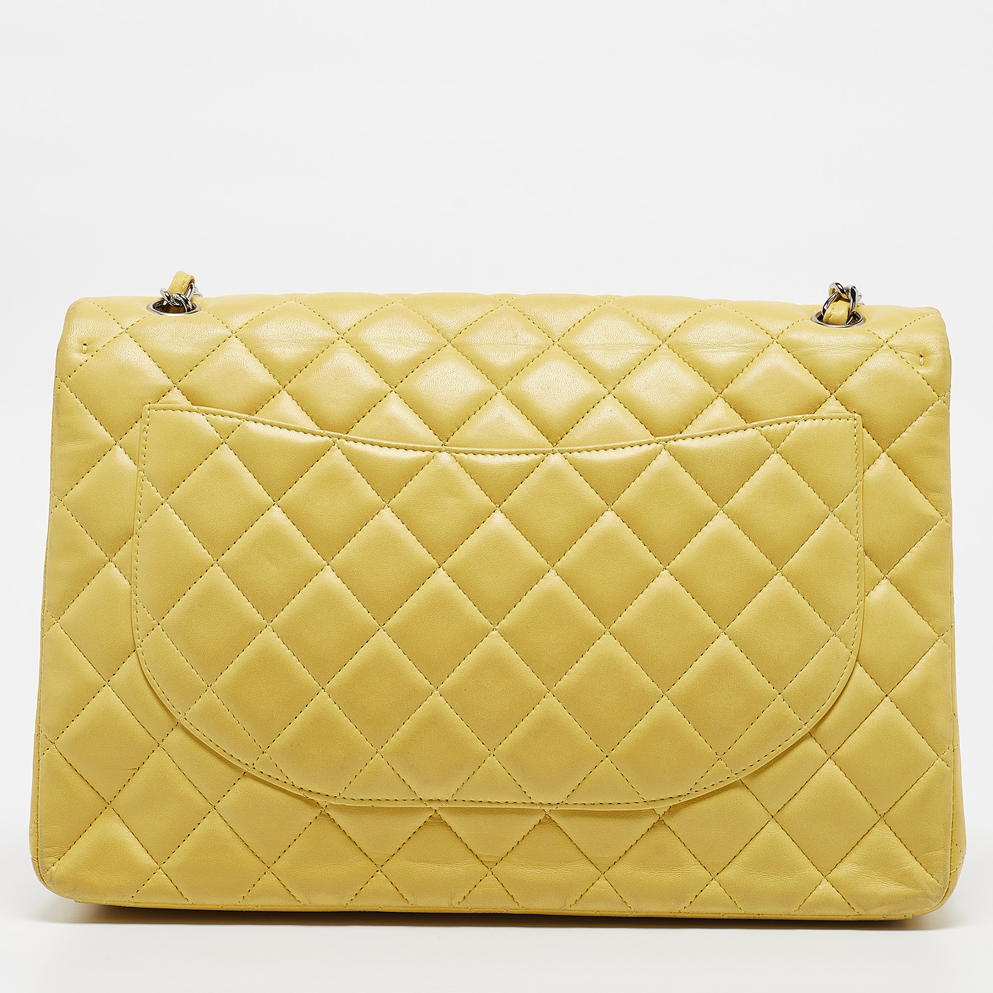 Chanel Yellow Quilted Leather Maxi Classic Single Flap Bag 