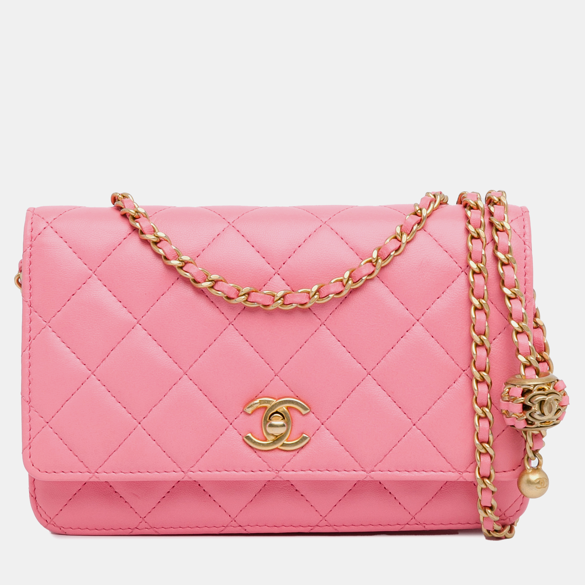 

Chanel Lambskin Pearl Crush Wallet On Chain, Pink