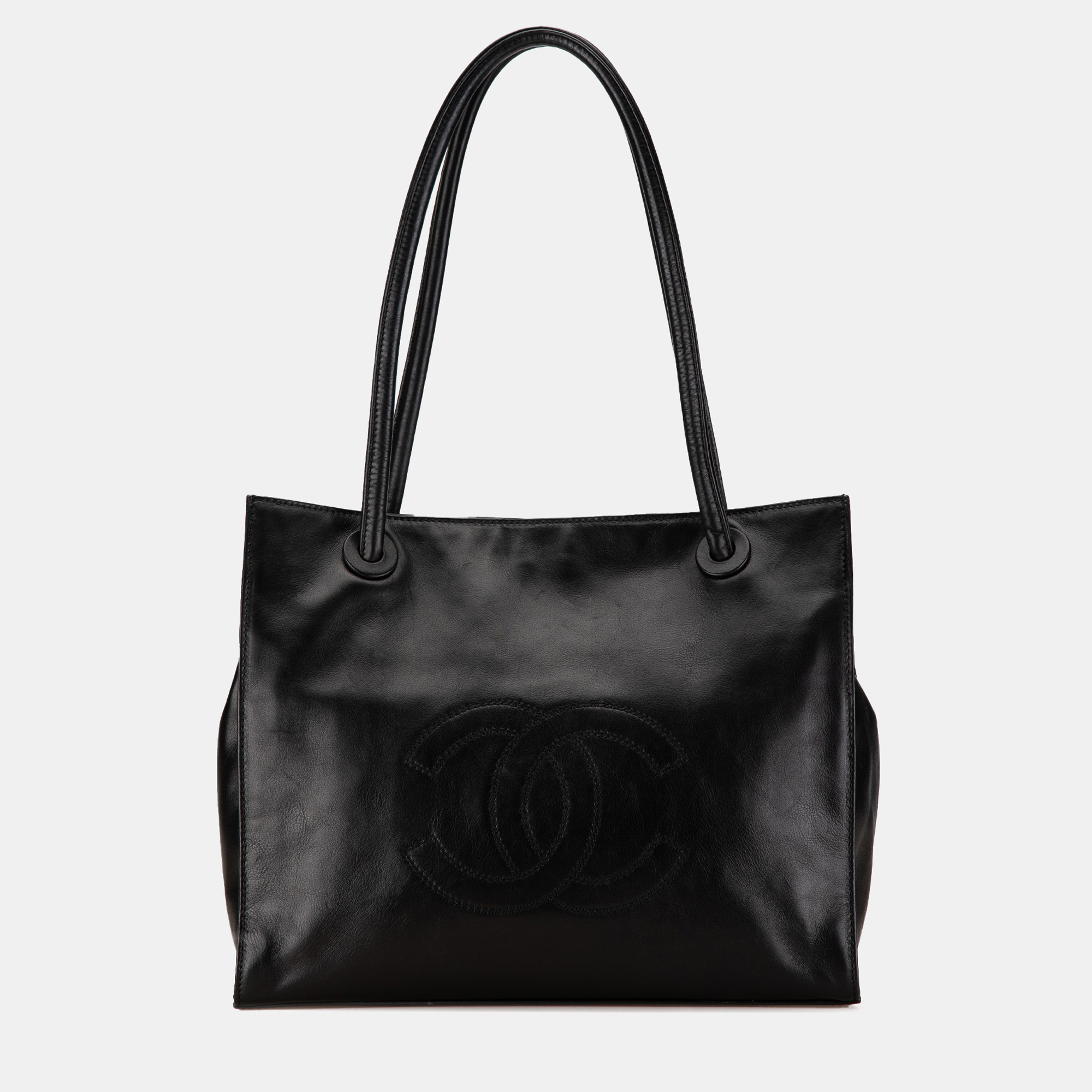 

Chanel CC Lambskin Leather Tote, Black