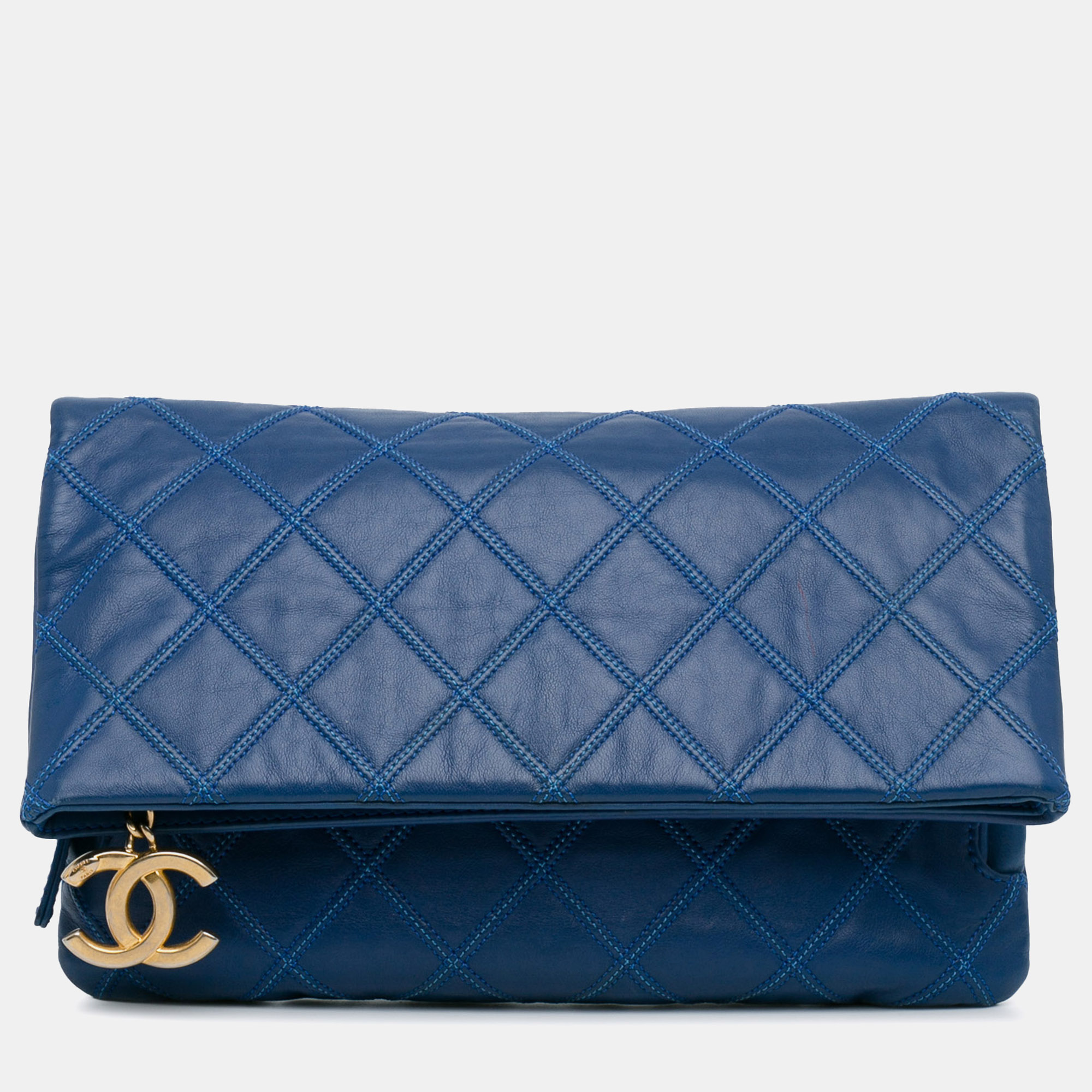 

Chanel Quilted Lambskin Leather Clutch, Blue