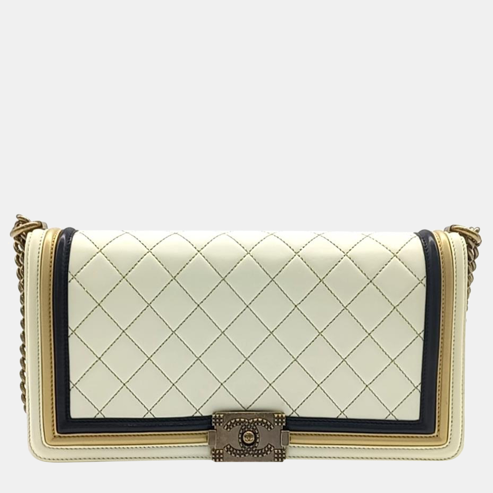 

Chanel Boy Chain Shoulder Bag, White