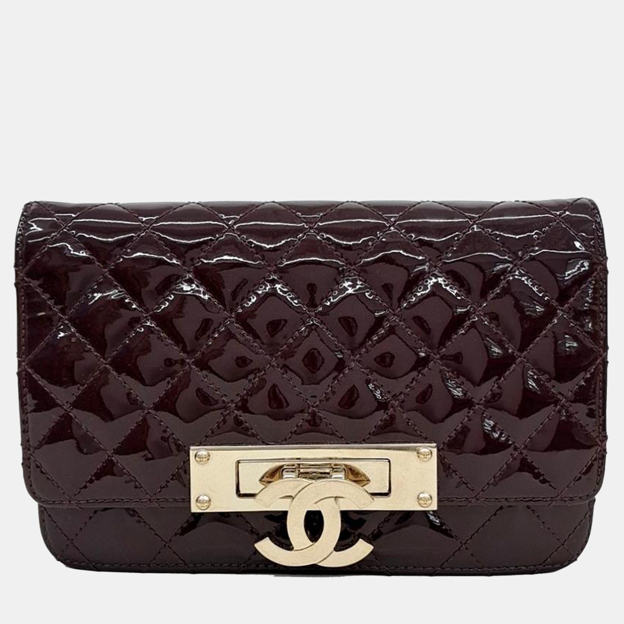 

Chanel Patent WOC Mini Crossbody Bag, Brown