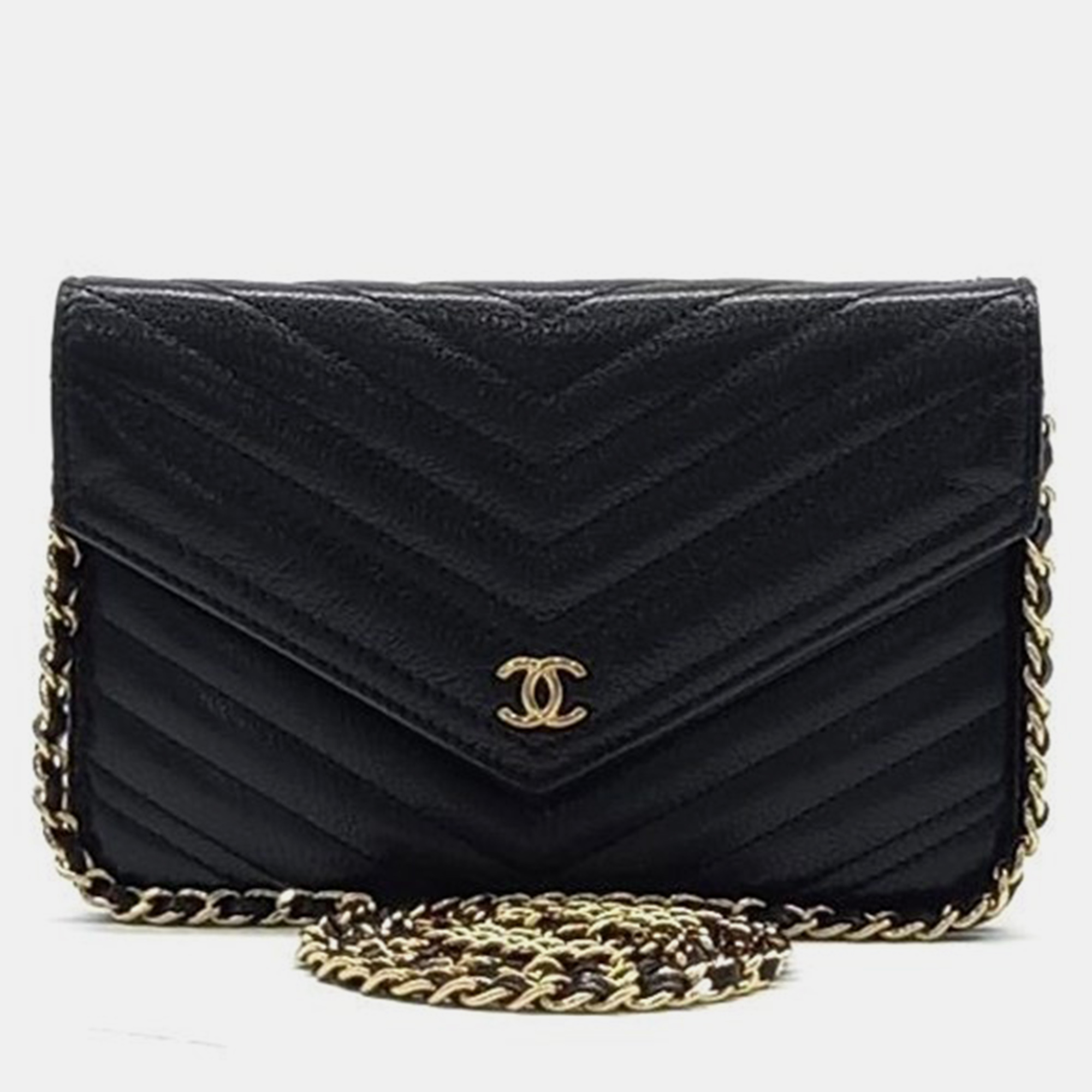 

Chanel Caviar WOC Chevron Mini Crossbody Bag, Black