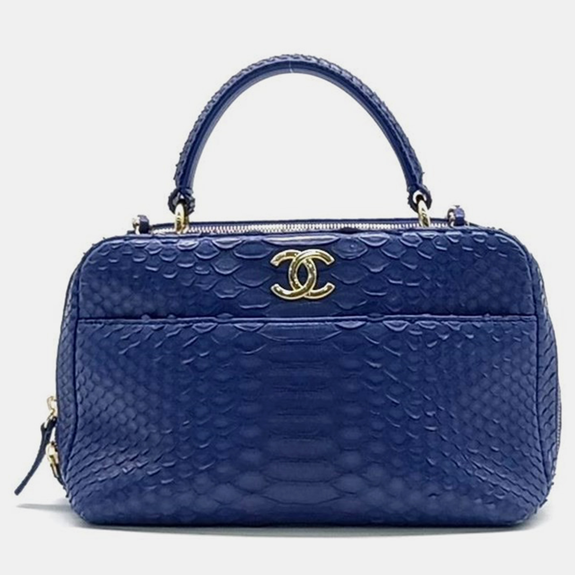 

Chanel Python Tote And Shoulder Bag, Blue