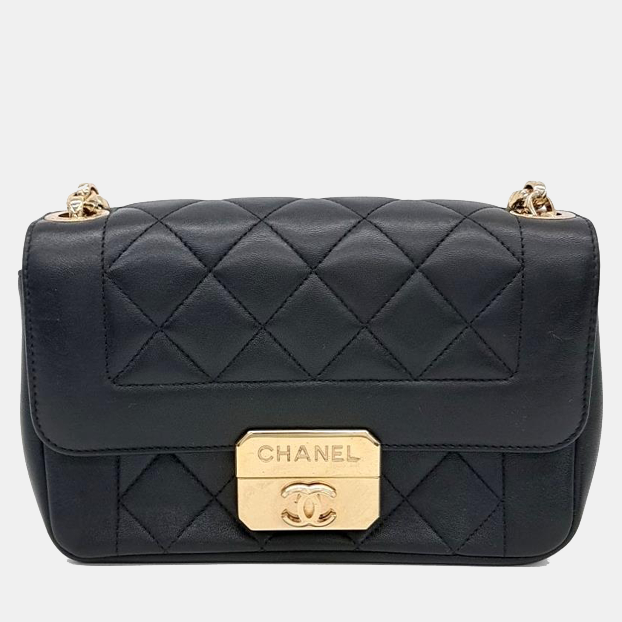 Pre-owned Chanel Flap Chain Crossbody Bag In Black