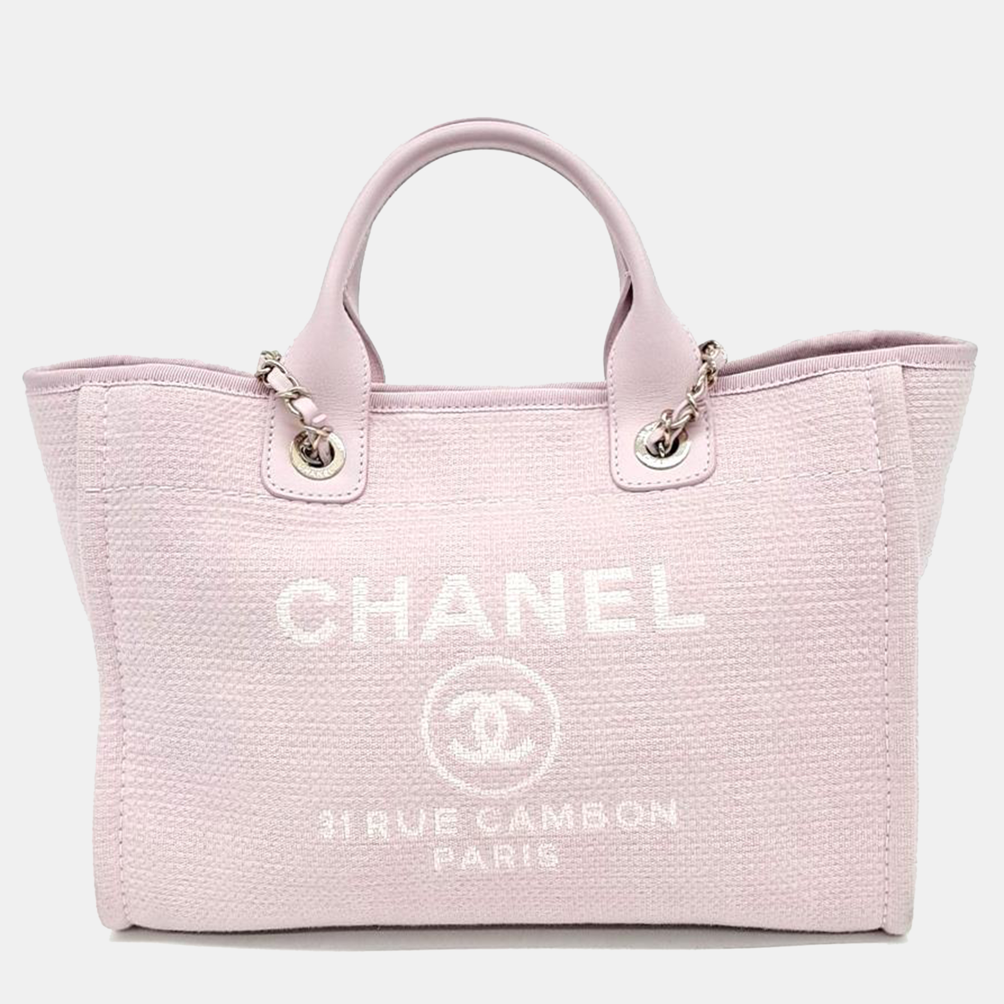 Pre-owned Chanel Deauville Tote And Shoulder Bag In Pink