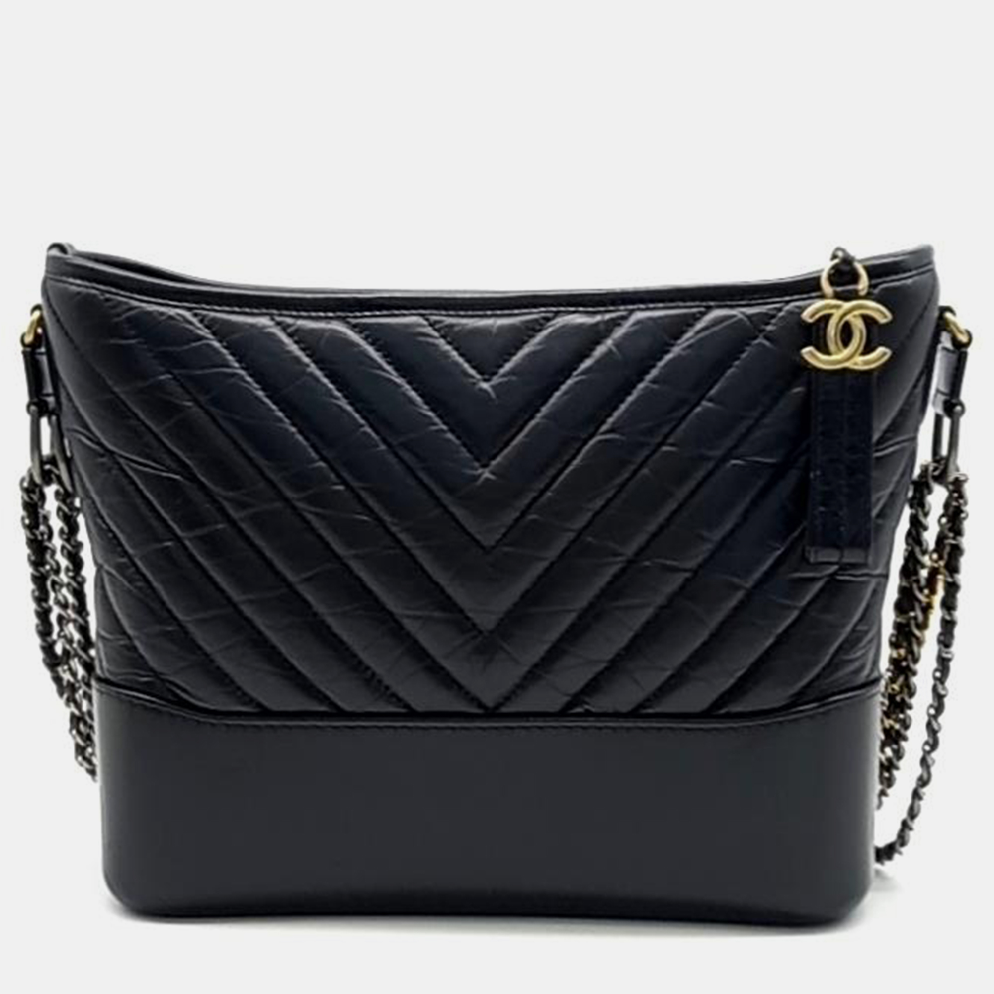 

Chanel Gabrielle Chevron Hobo Medium Bag, Black