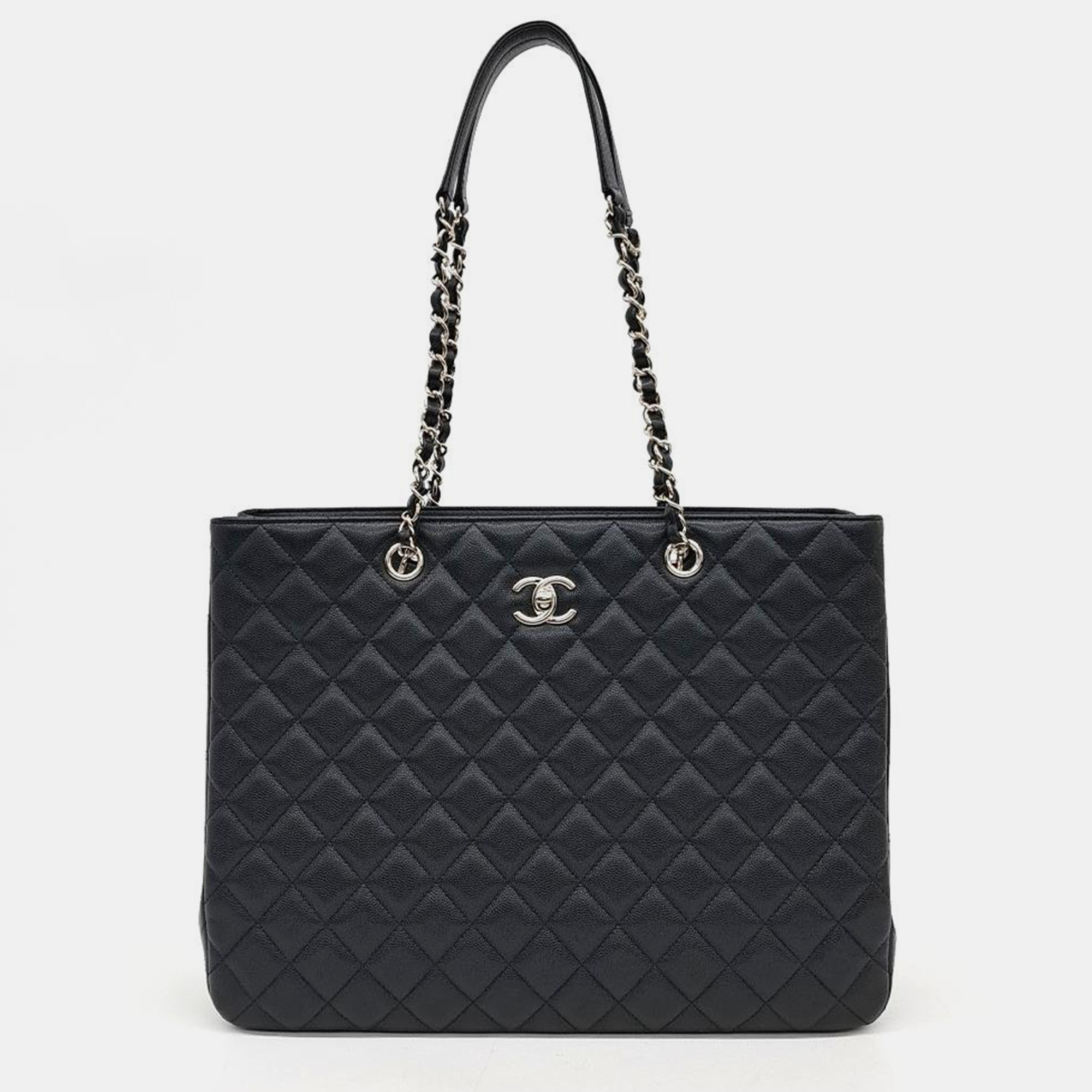 Pre-owned Chanel Caviar Chain Shoulder Bag In Black