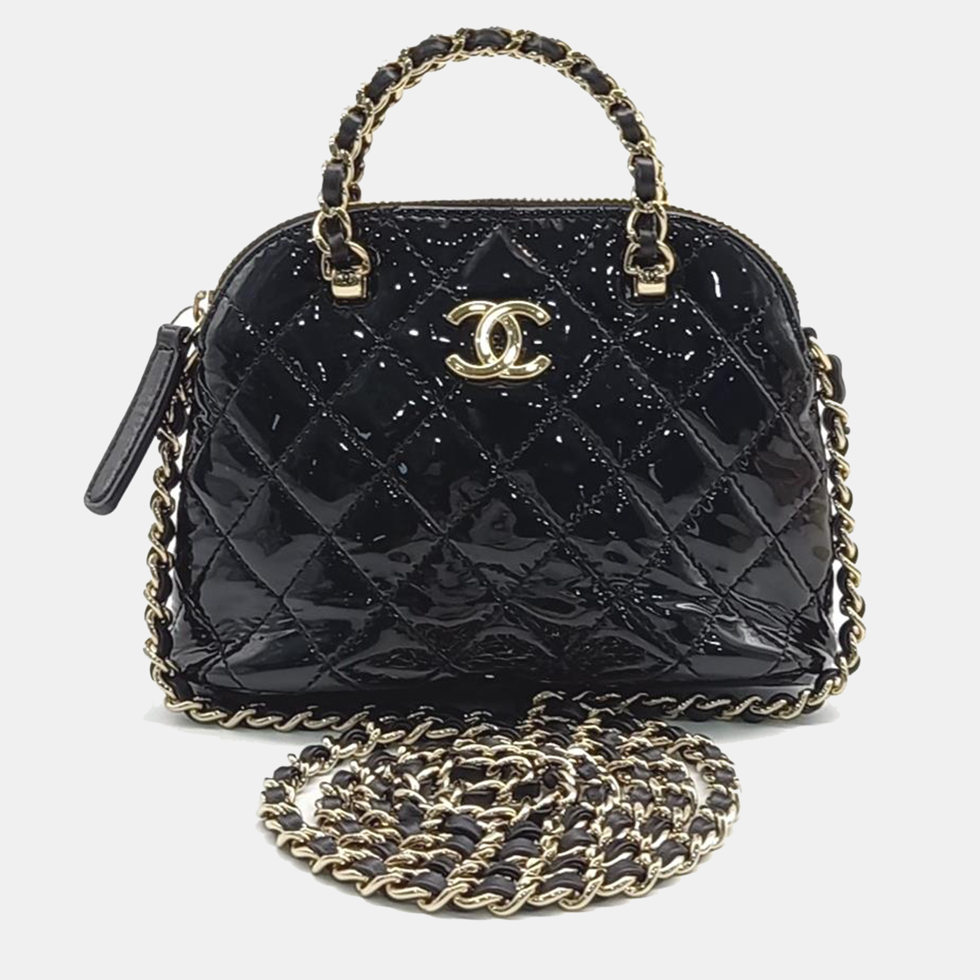 

Chanel Patent Mini Tote And Crossbody Bag, Black