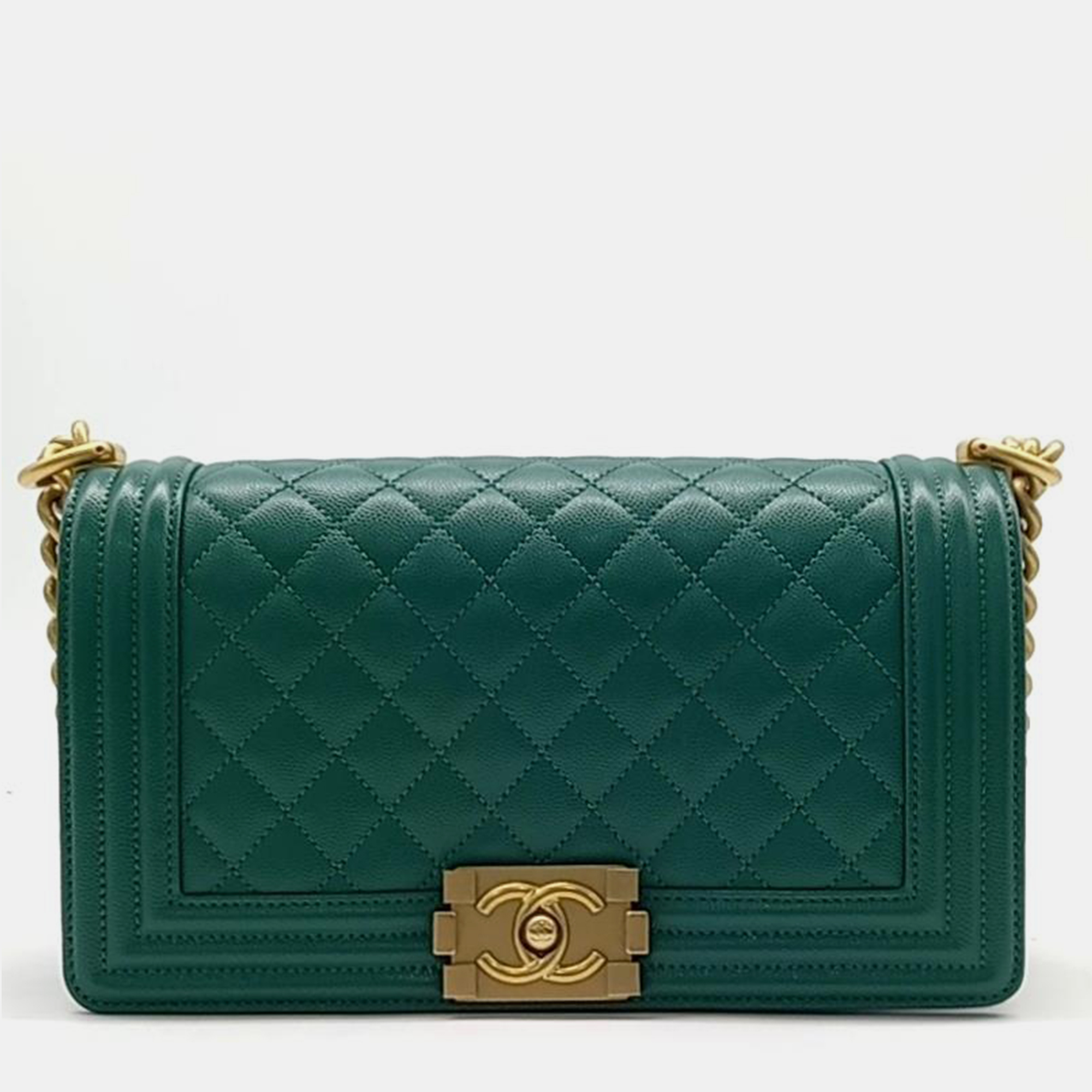 

Chanel Caviar Boy Medium Bag, Green