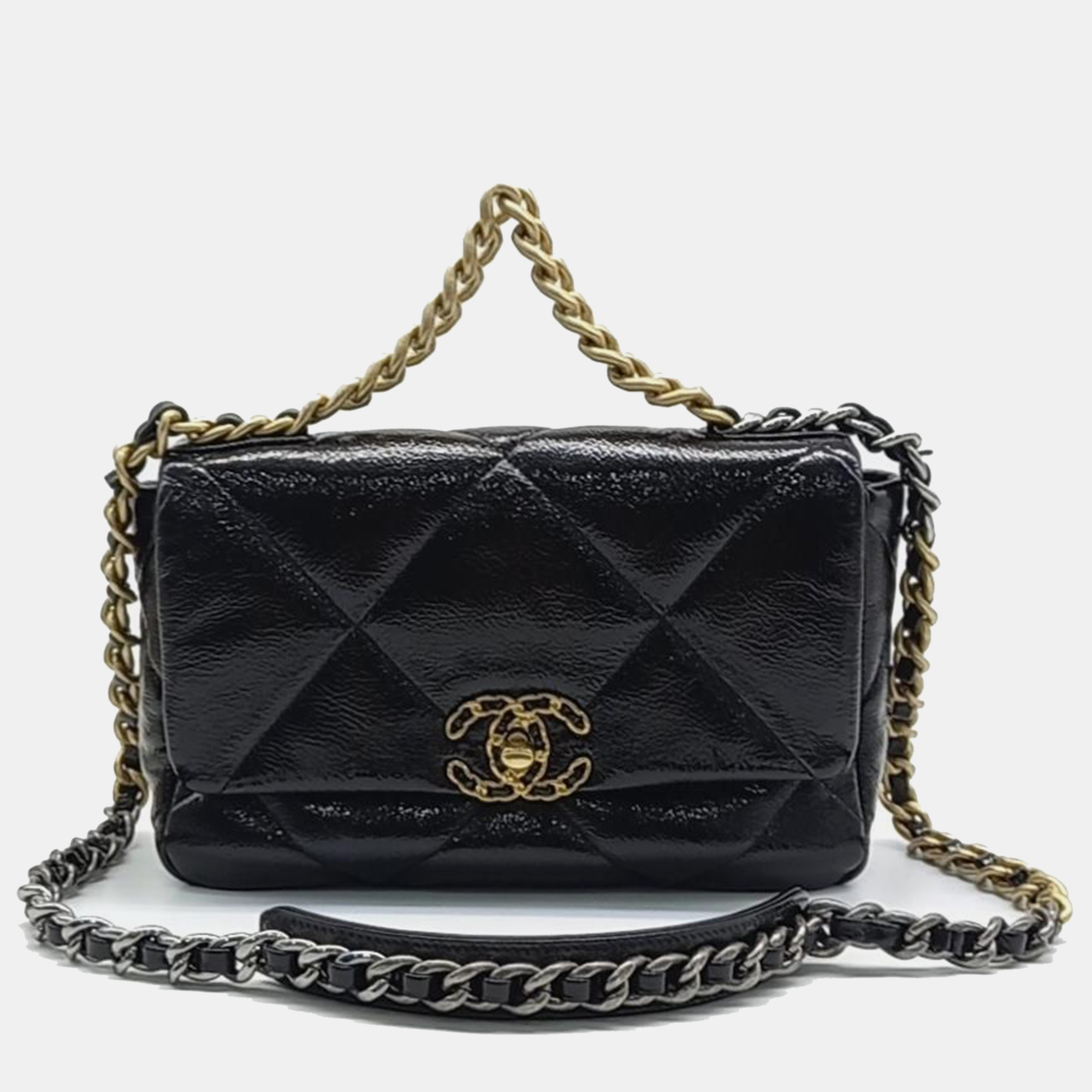 

Chanel Patent 19 Flap Small Bag, Black