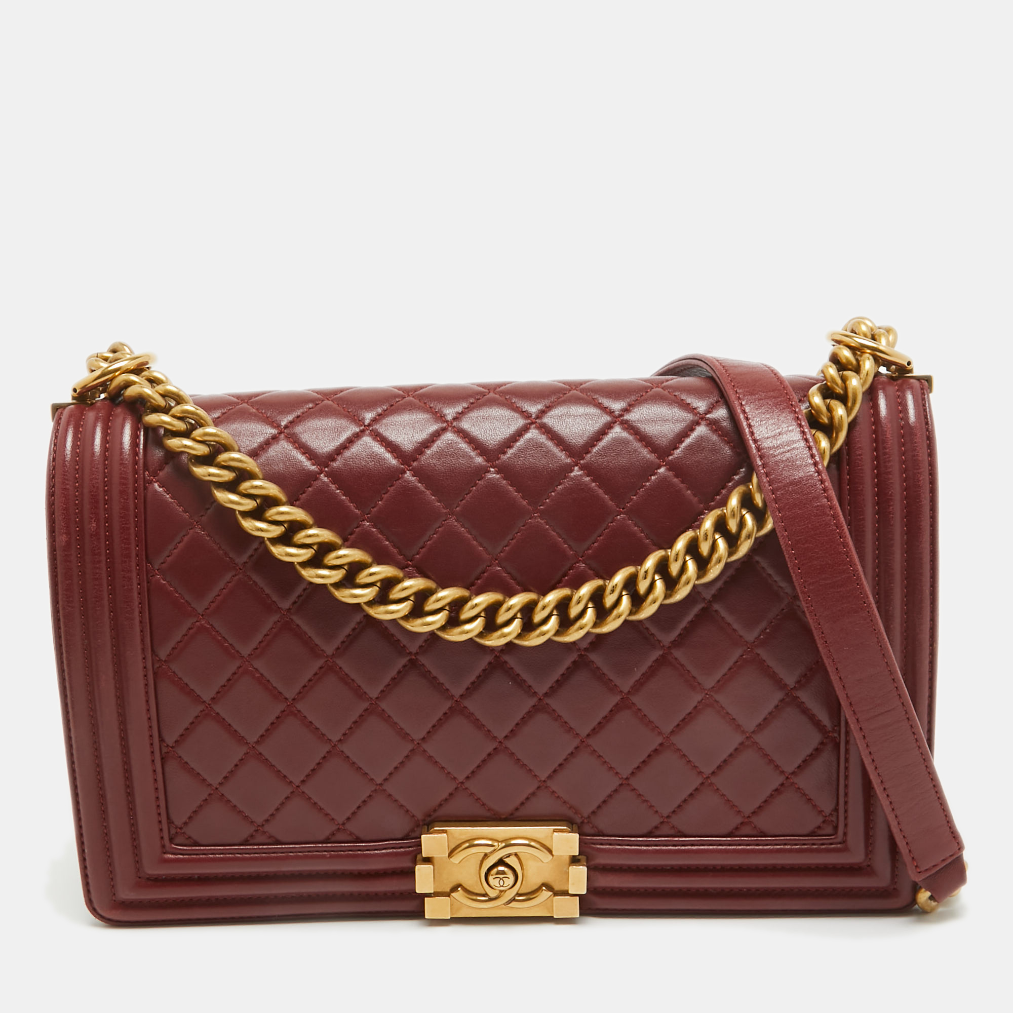 

Chanel Red Quilted Leather New  Boy Bag