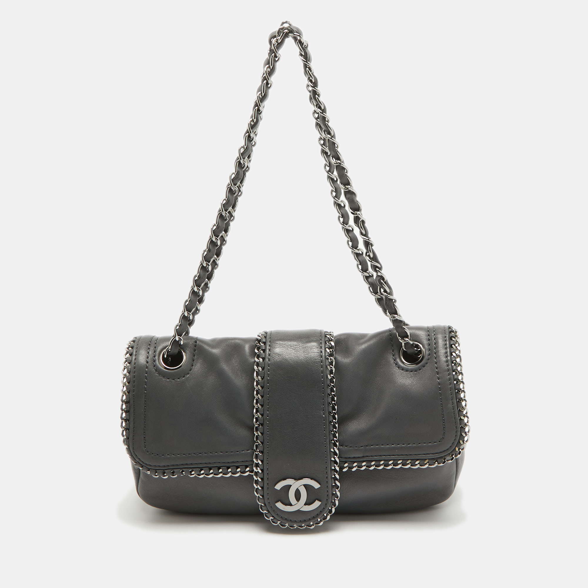 

Chanel Grey Leather Madison Chain Flap Bag