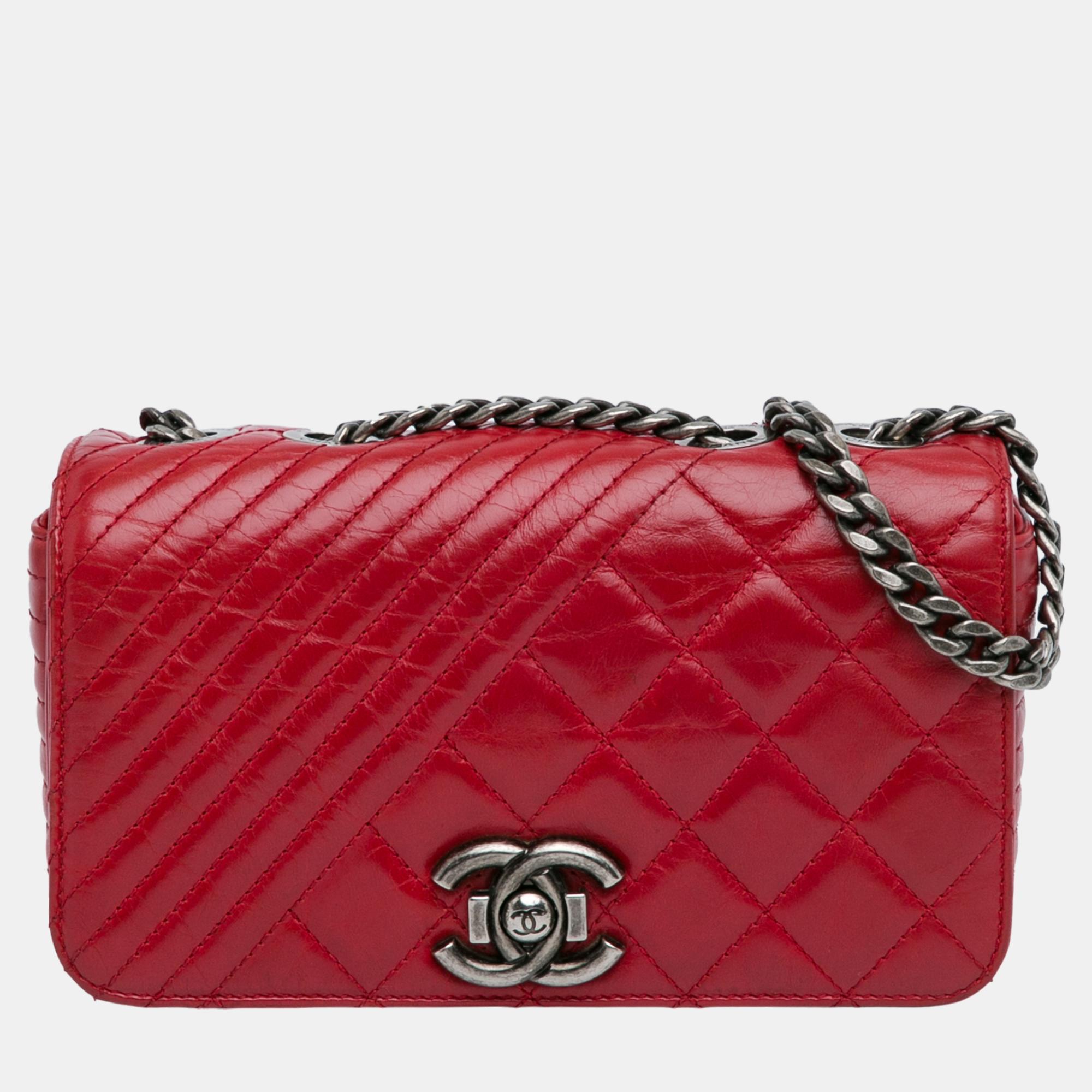 

Chanel Red Small Glazed Calfskin Coco Boy Flap