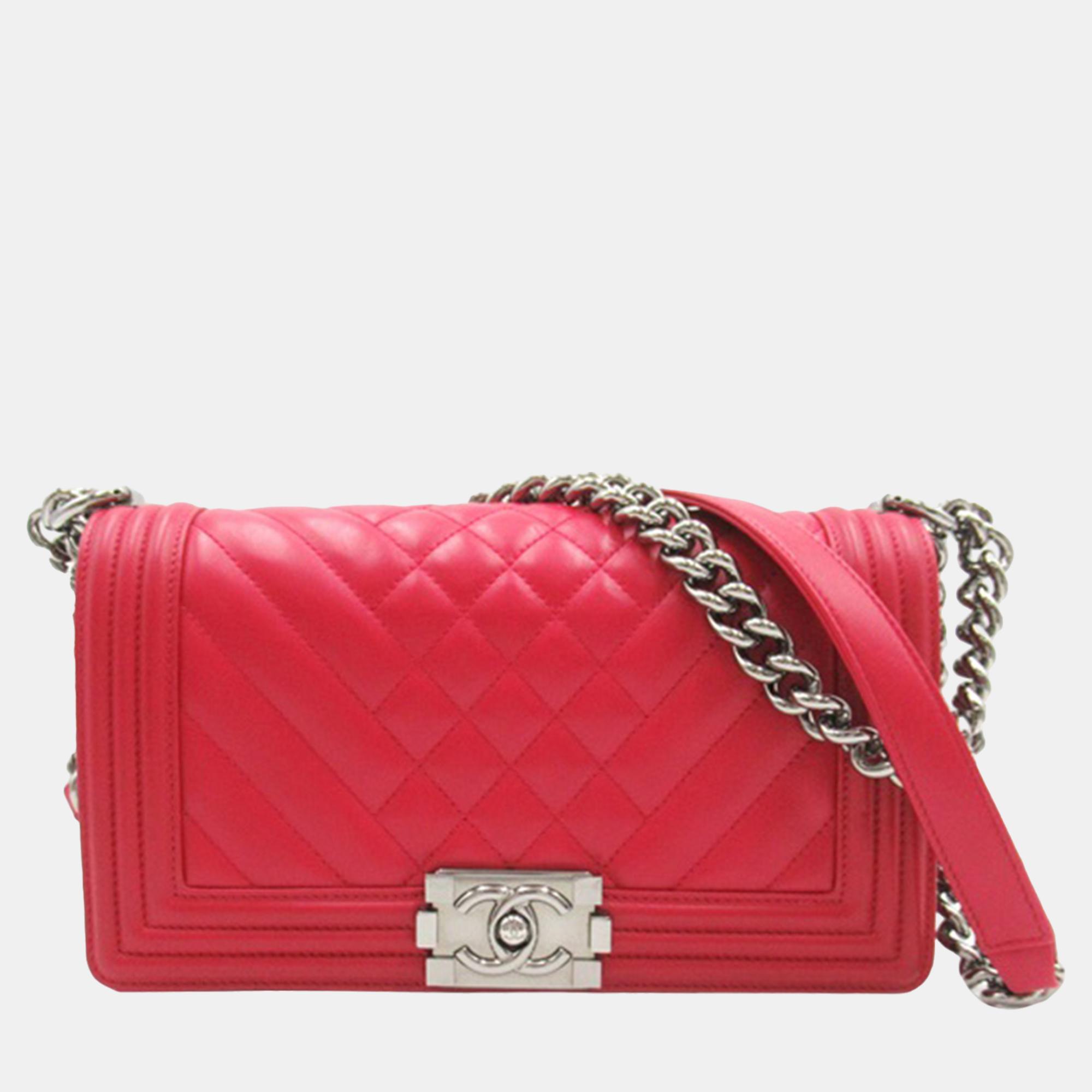 

Chanel Pink Tone Quilted Lambskin Leather Medium Boy Flap Bag