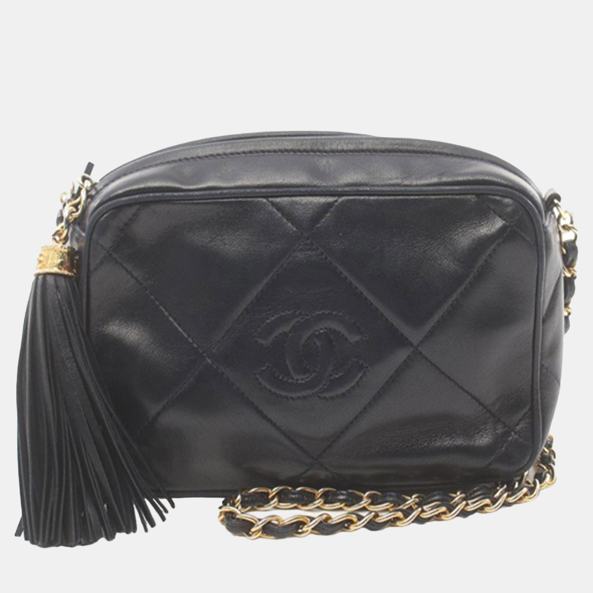 

Chanel Navy Blue Lambskin CC Tassel Camera Bag