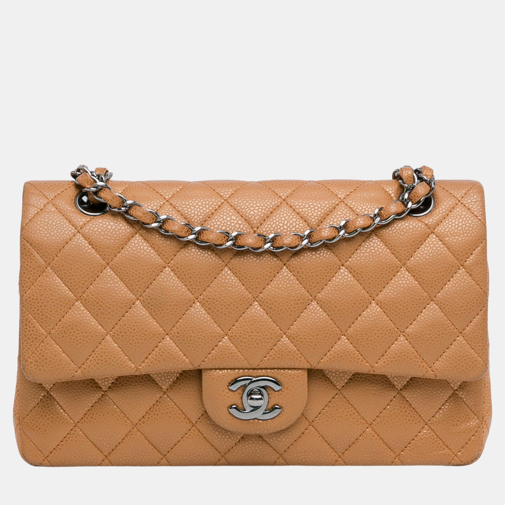 

Chanel Brown Medium Classic Metallic Caviar Double Flap