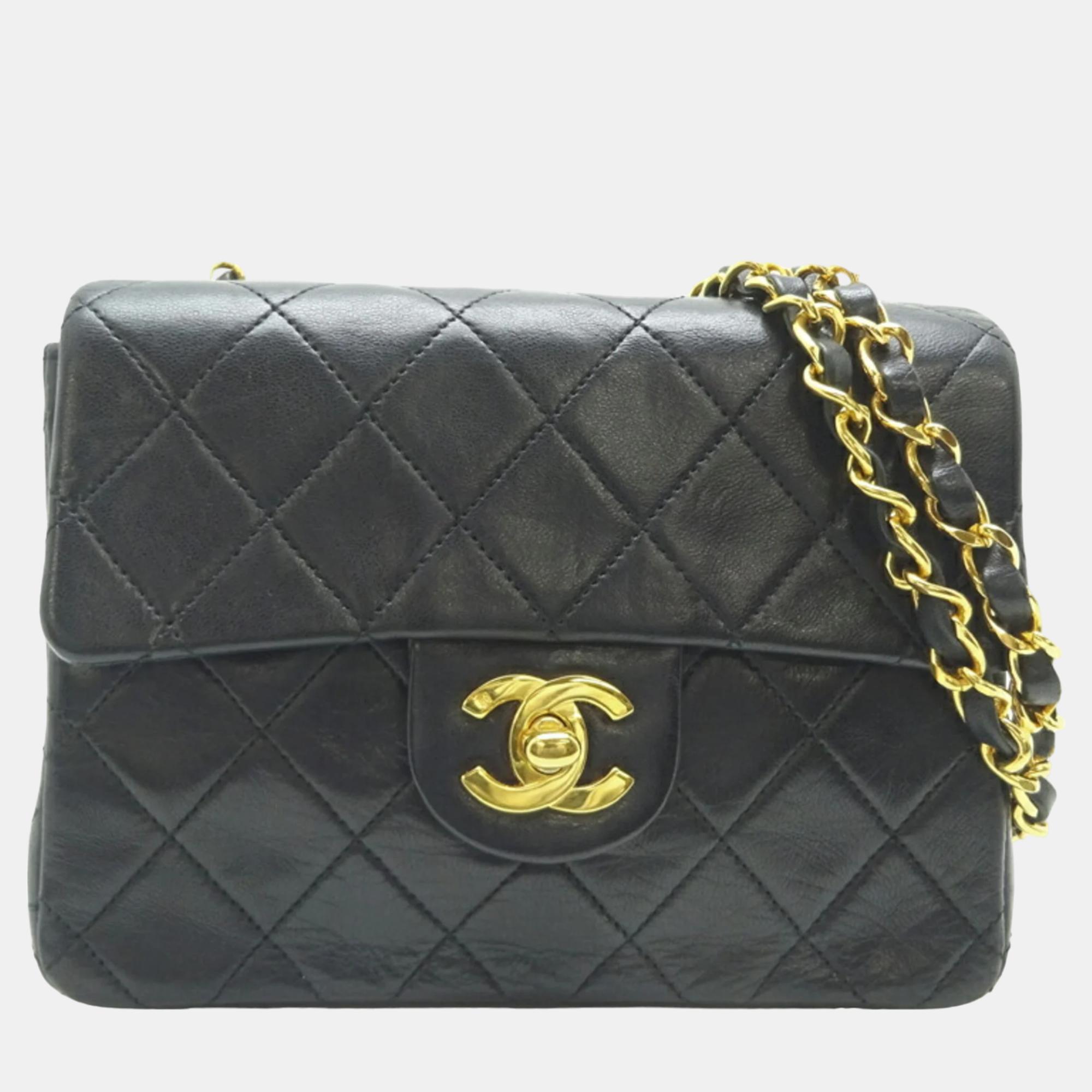 

Chanel Black Leather Mini Square Flap Bag Shoulder Bag