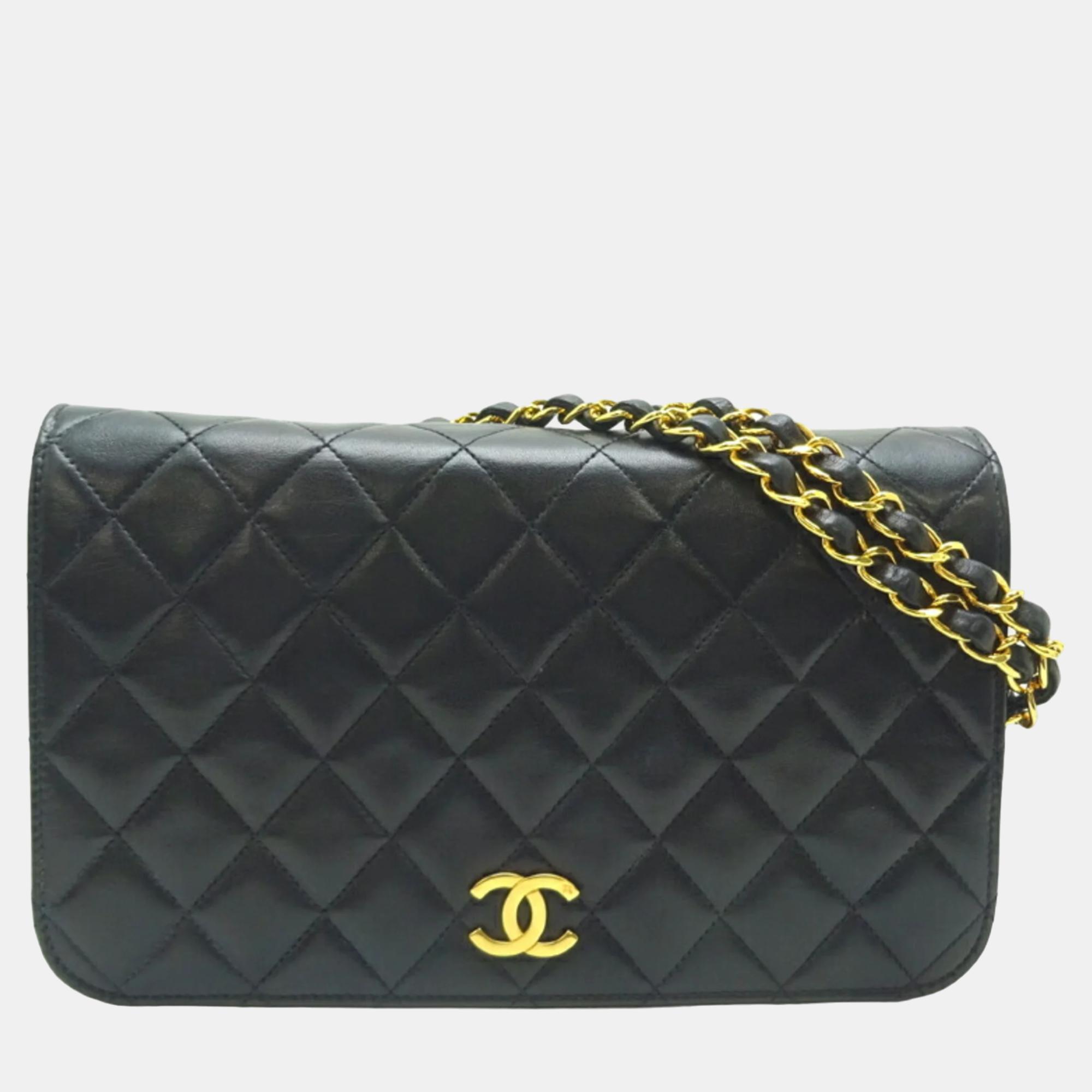 

Chanel Black Leather Full Flap Bag Shoulder Bag