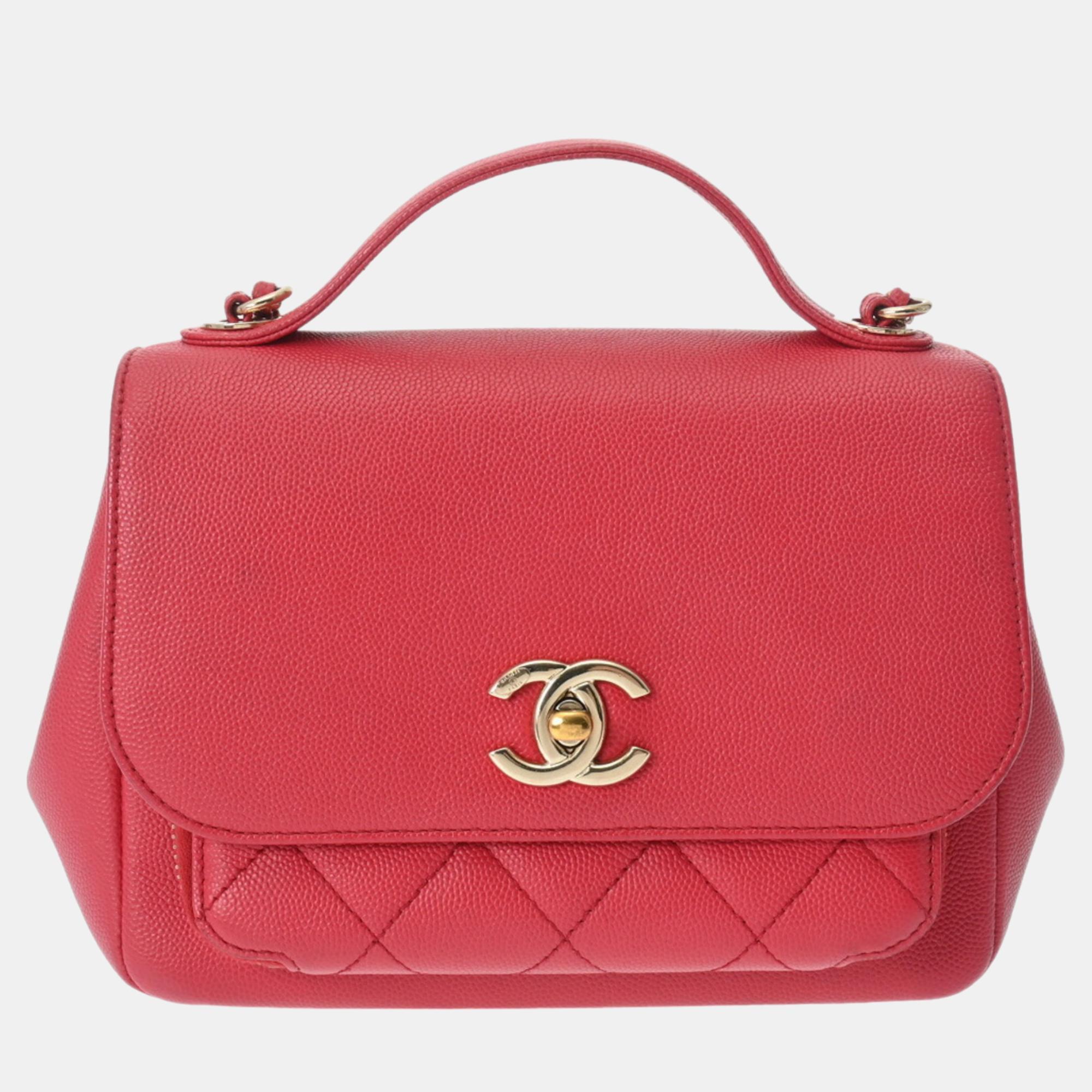 

Chanel Pink Caviar Quilted  Business Affinity Flap Bag, Red