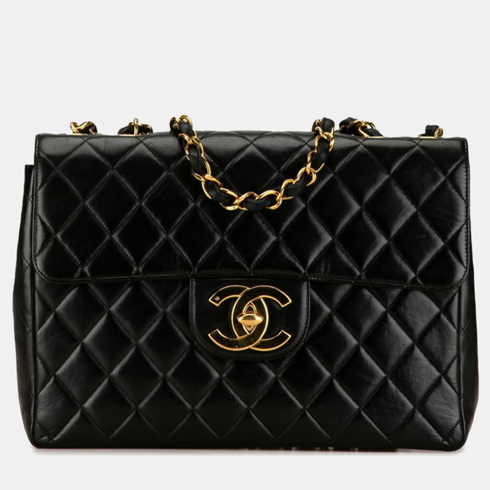 

Chanel Black Leather Jumbo Single Flap Shoulder Bag