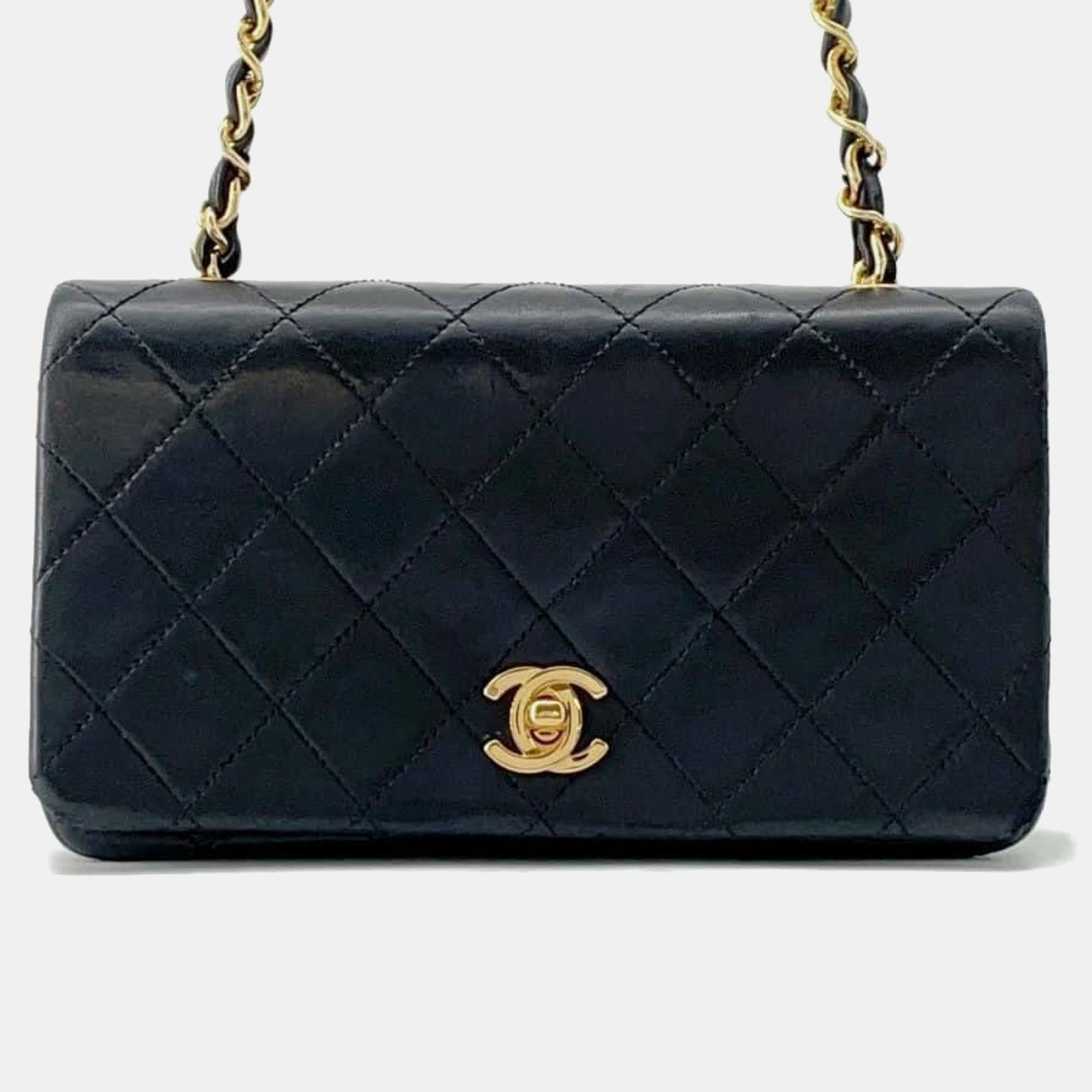 

Chanel Black Leather Turnlock Full Flap Shoulder Bag