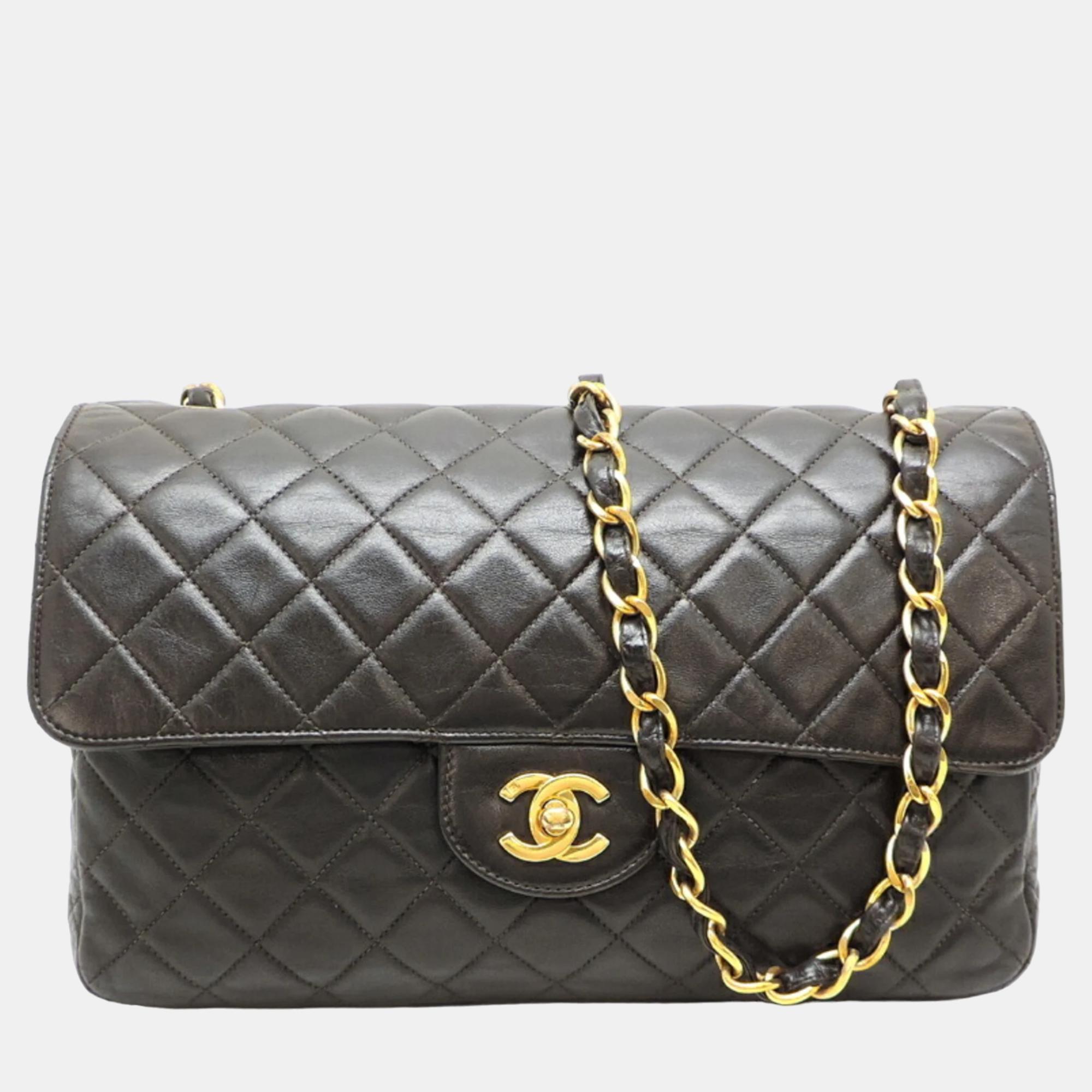 

Chanel Black Leather Flap Bag Shoulder Bag