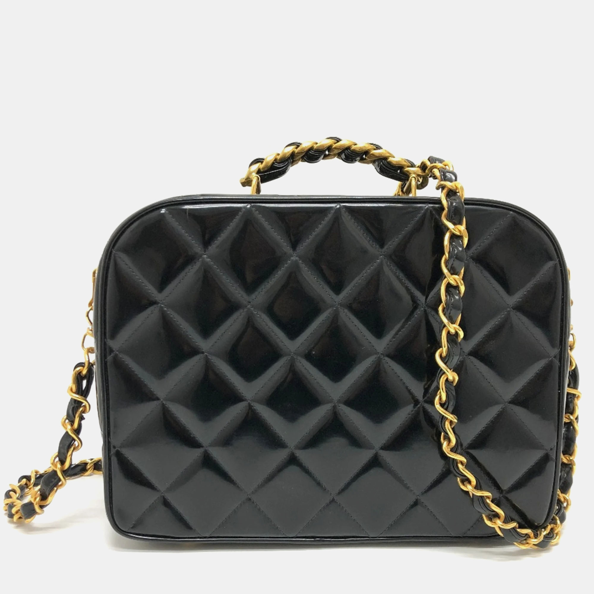 

Chanel Black Patent Leather Vintage Lunch Box Crossbody Bag