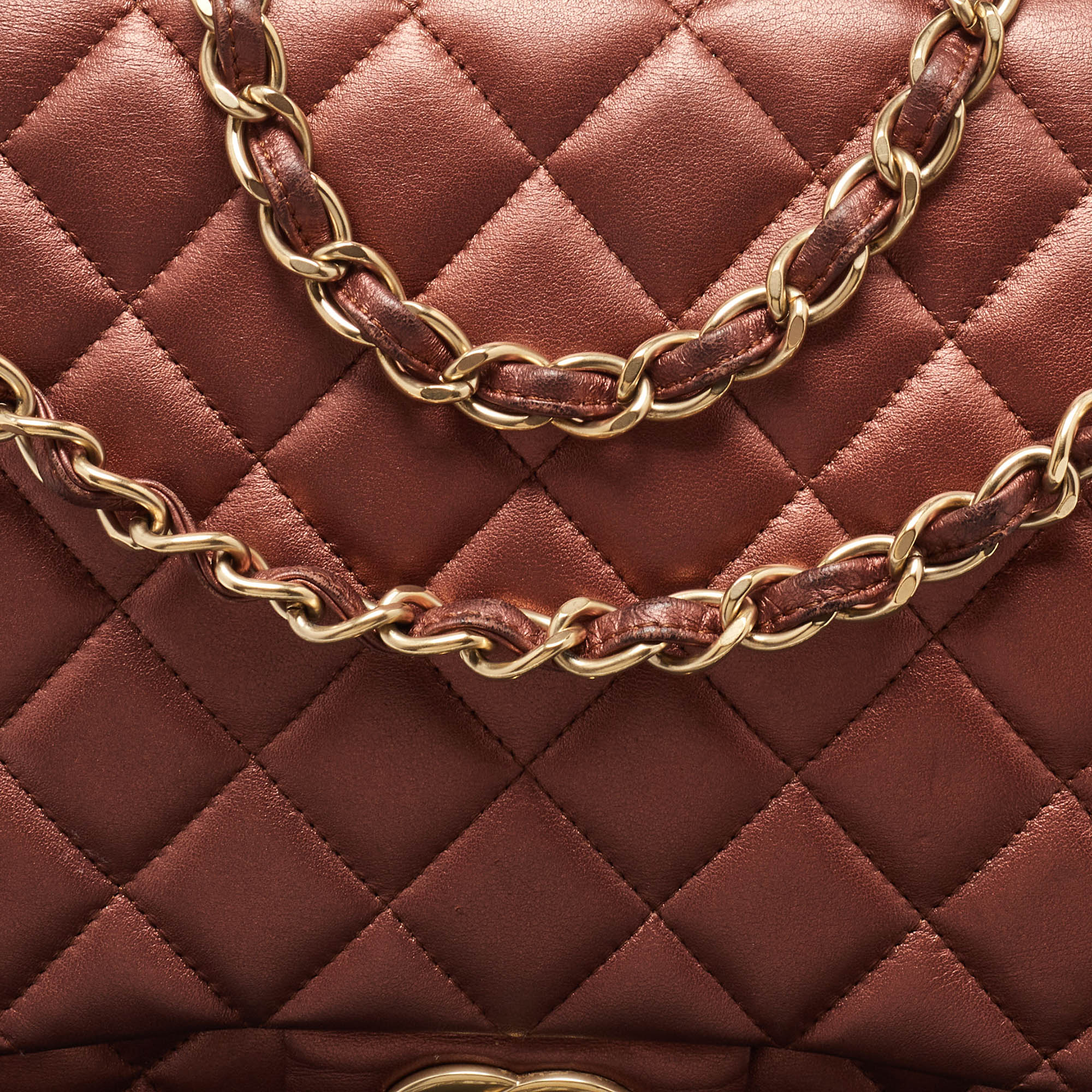 Chanel Copper Quilted Leather Maxi Classic Double Flap Bag 