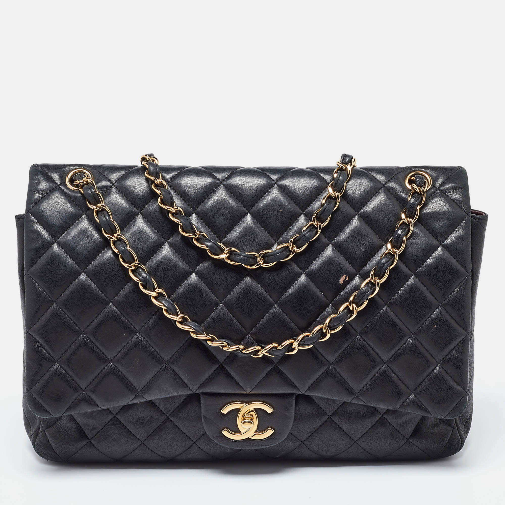 

Chanel Black Quilted Caviar Leather Maxi Classic Double Flap Bag