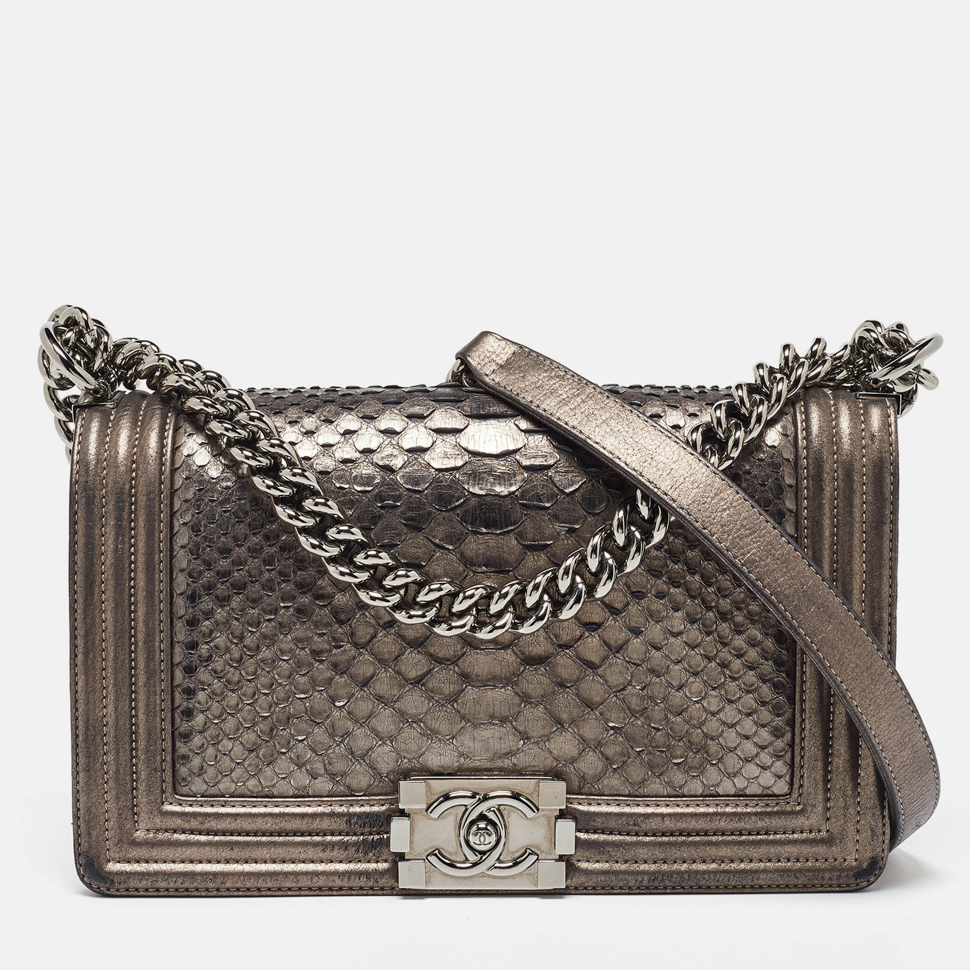 

Chanel Metallic Quilted Leather  Boy Flap Bag