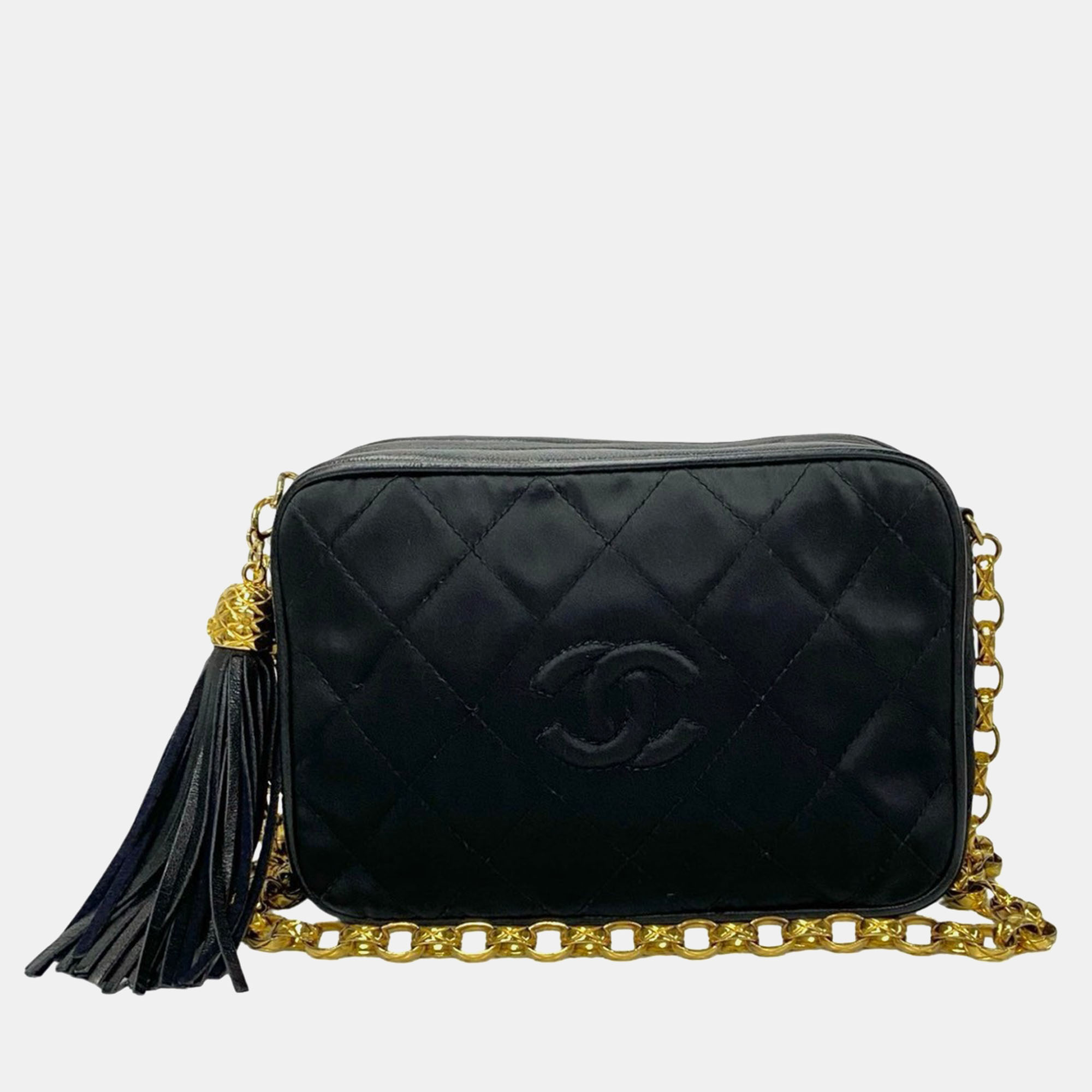 Pre-owned Chanel Black Nylon Matelasse Coco Tassel Shoulder Bag