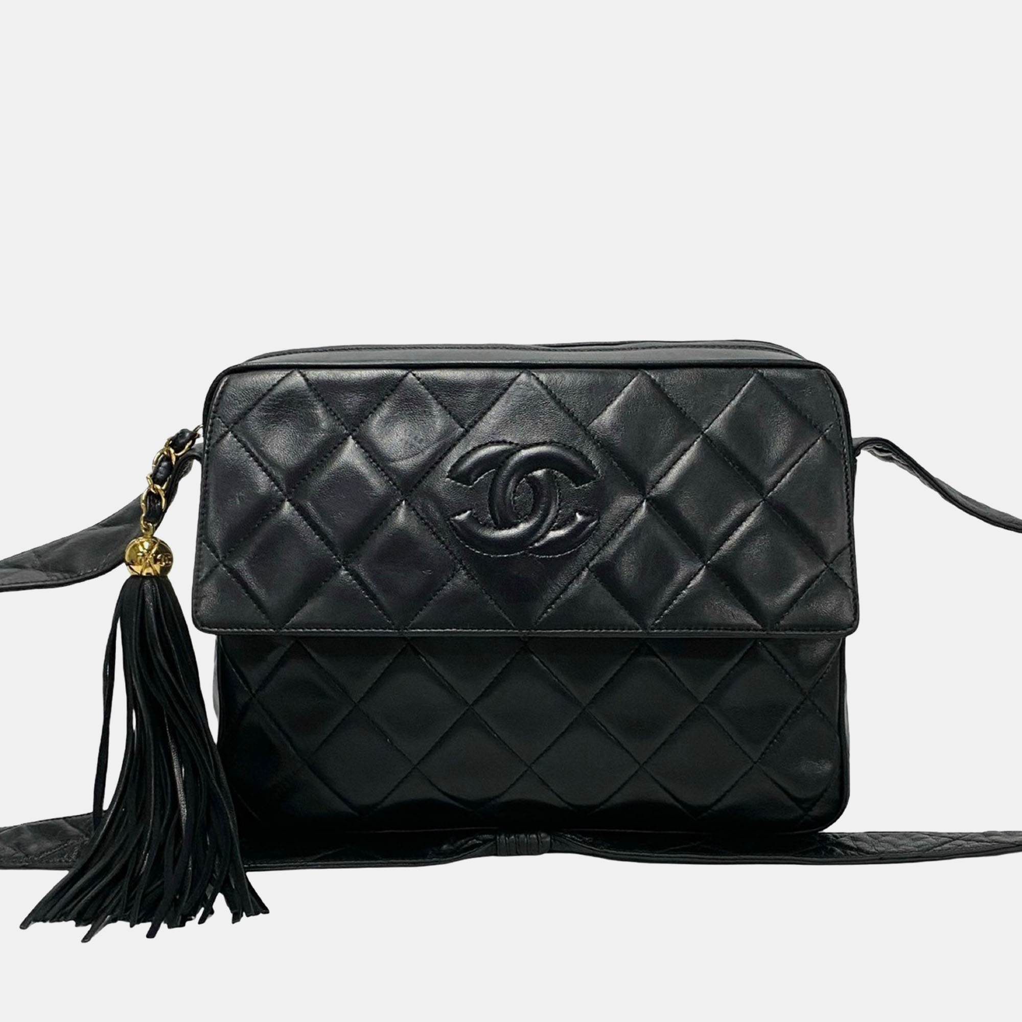 

Chanel Black Quilted Leather Vintage Fringe Shoulder Bag