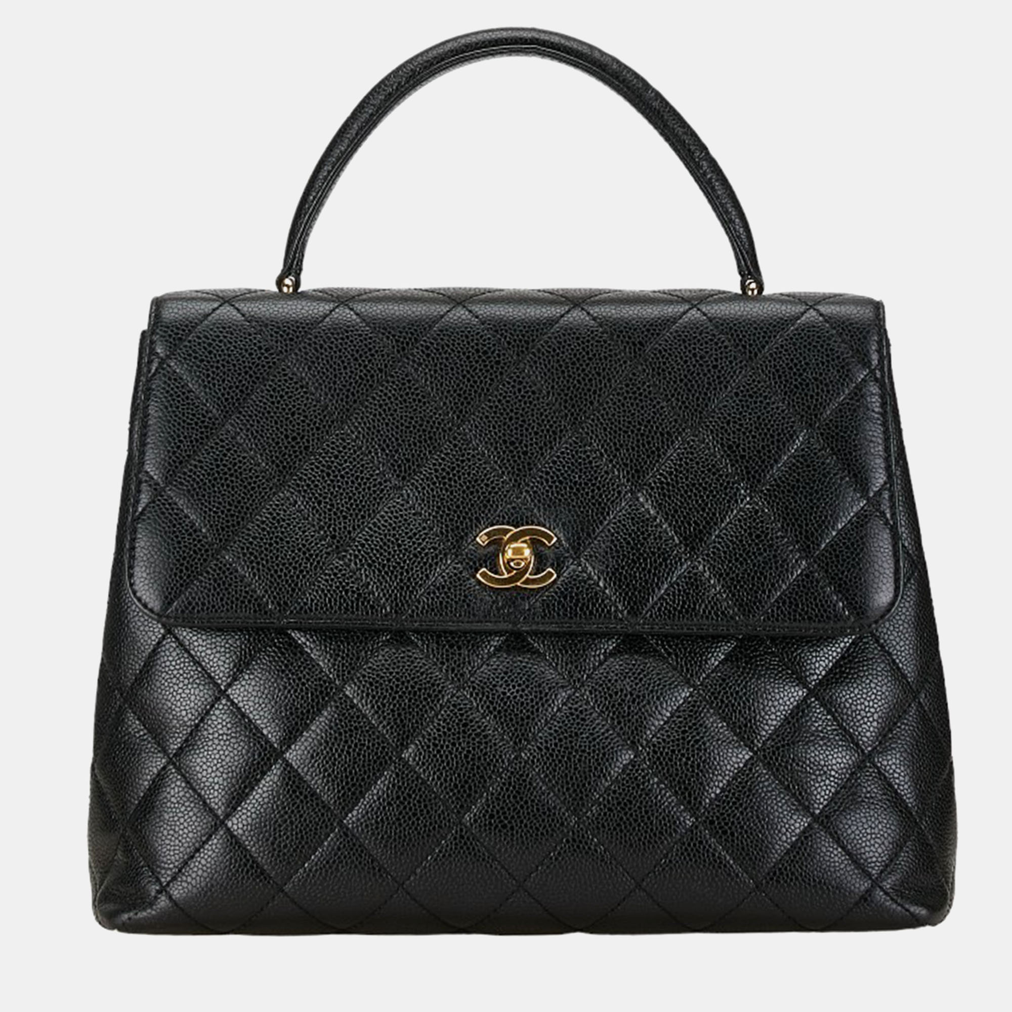 

Chanel Black Caviar Leather Kelly Top Handle Bag