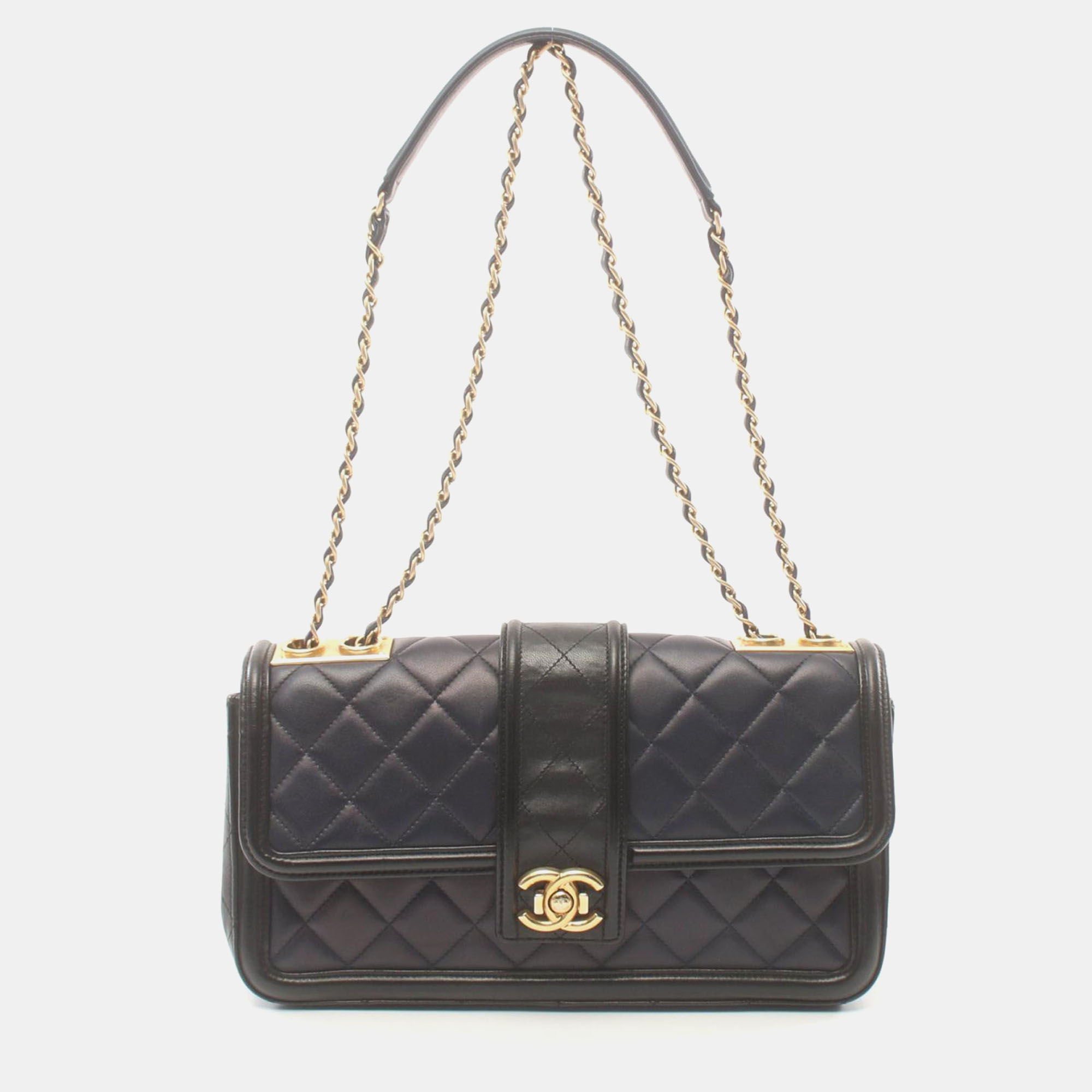 

Chanel Black Quilted Leather  Elegant CC Flap Bag, Blue