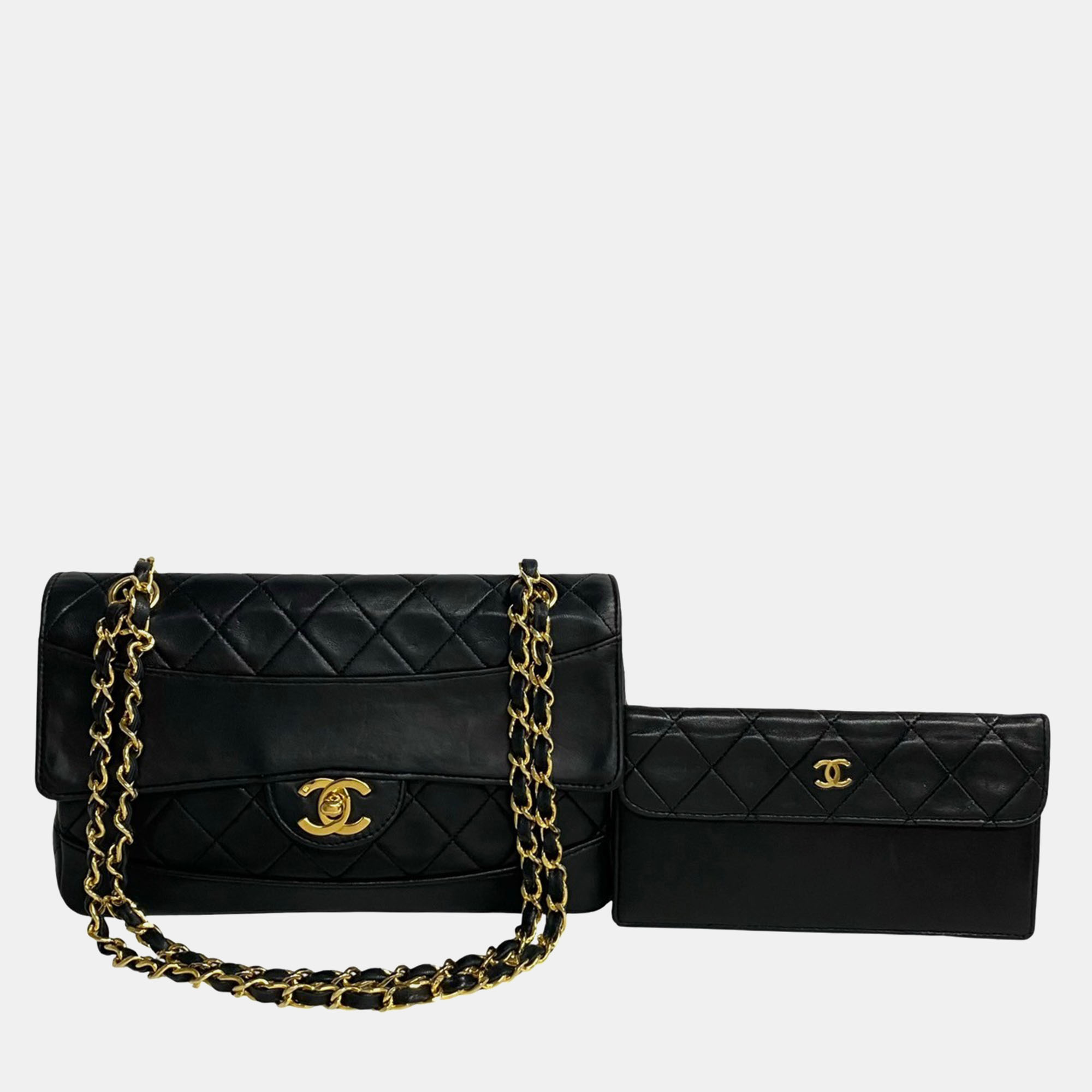 Pre-owned Chanel Black Leather Cc Classic Flap Shoulder Bag