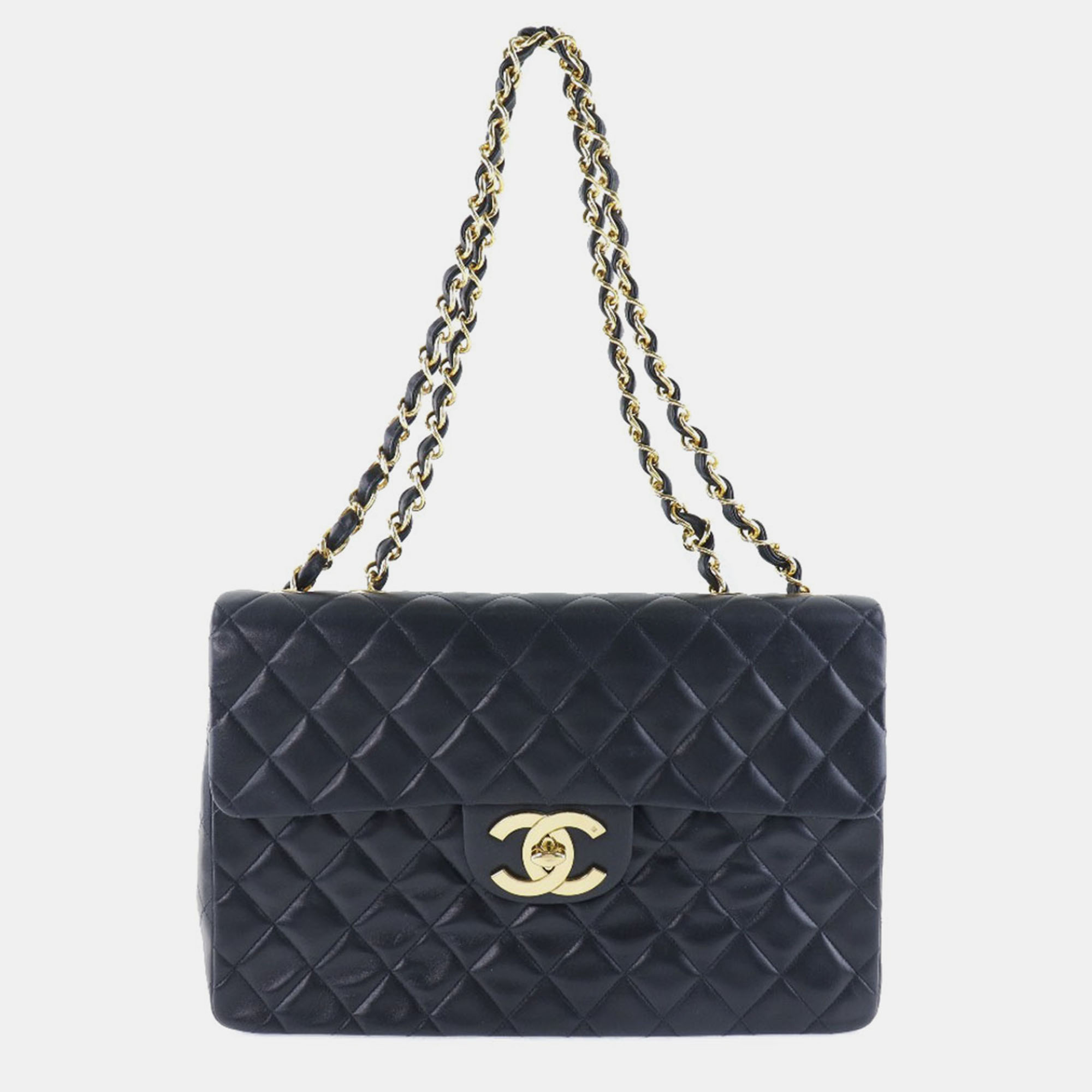 

Chanel Black Leather Maxi Classic Single Flap Shoulder Bag