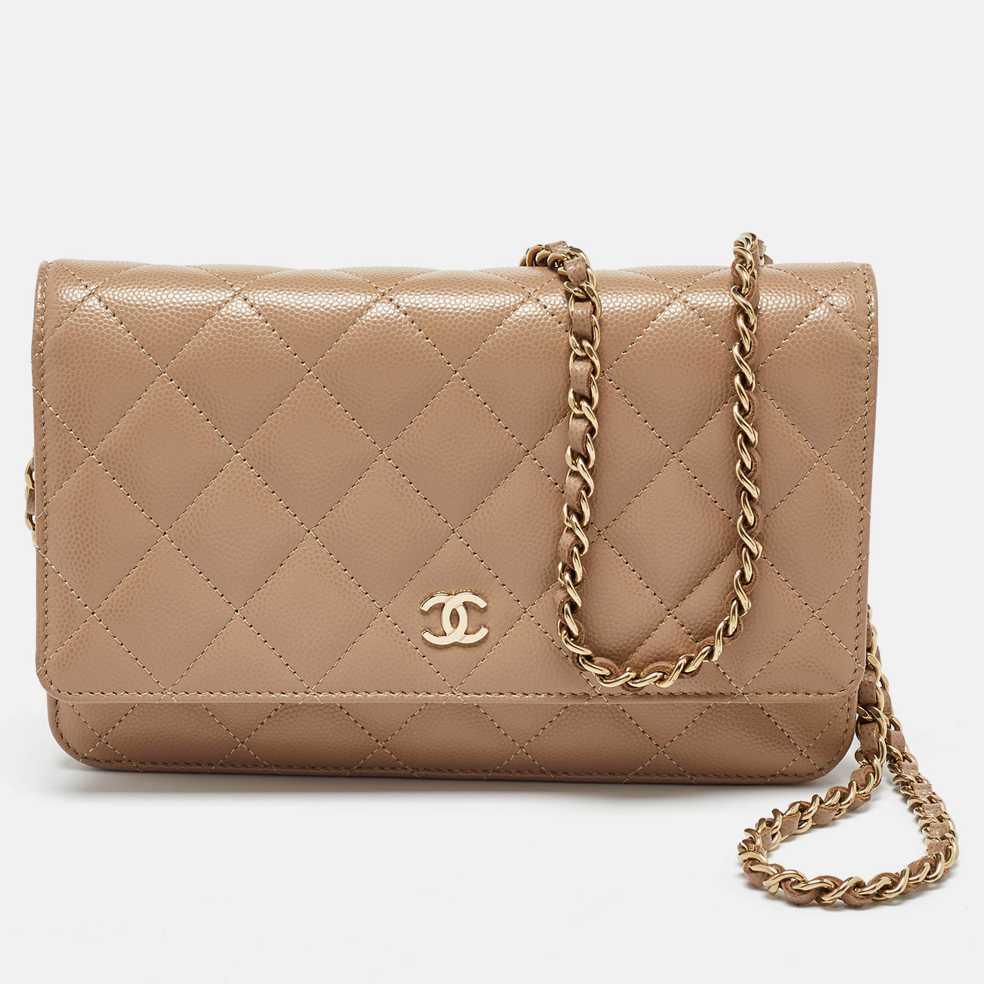 

Chanel Beige Quilted Caviar Leather Classic Wallet on Chain